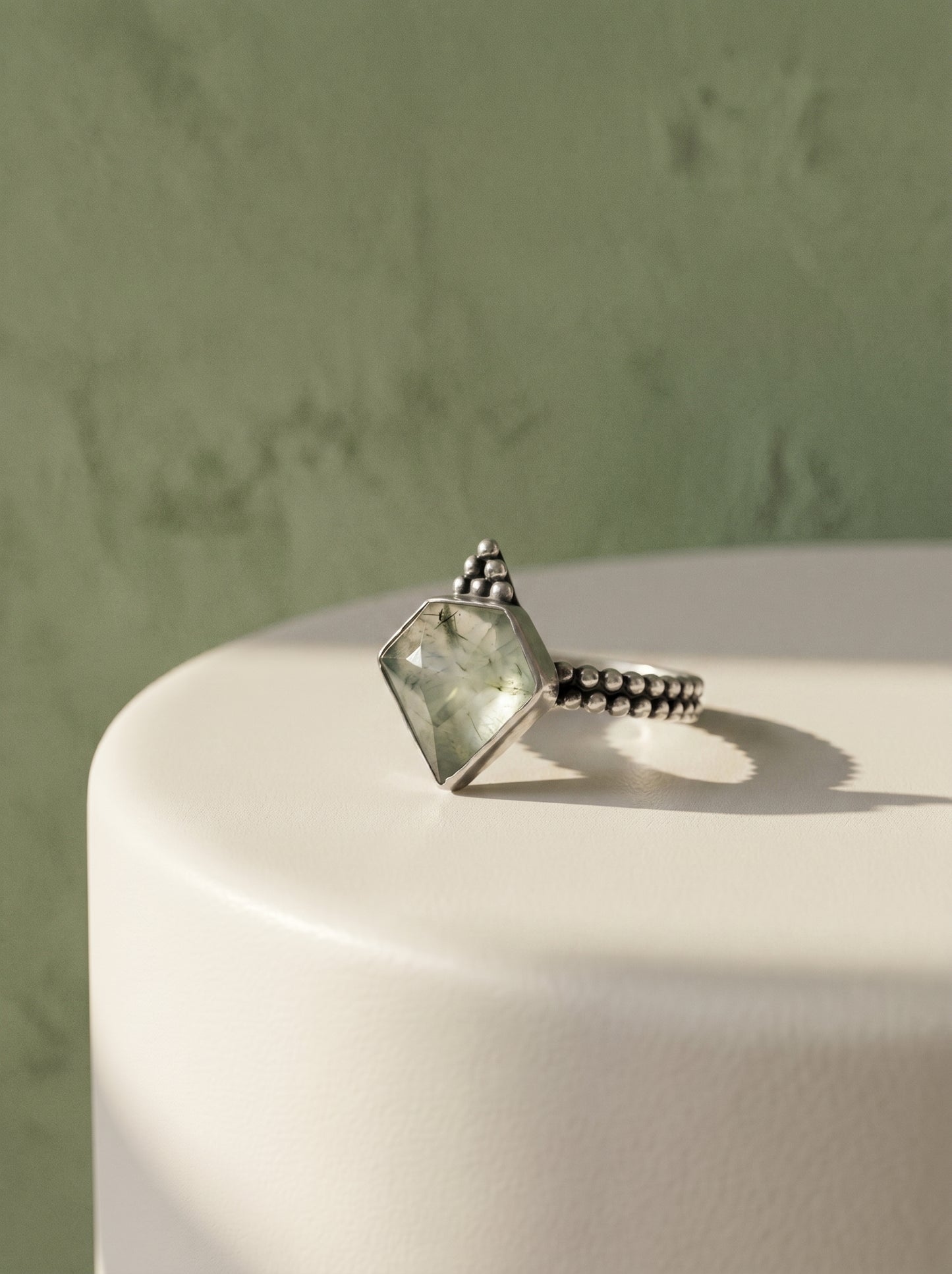 Prehnite Boho Kite Sterling Silver Ring
