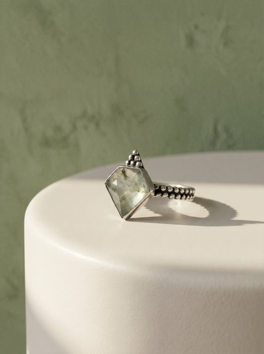 Prehnite Boho Kite Sterling Silver Ring