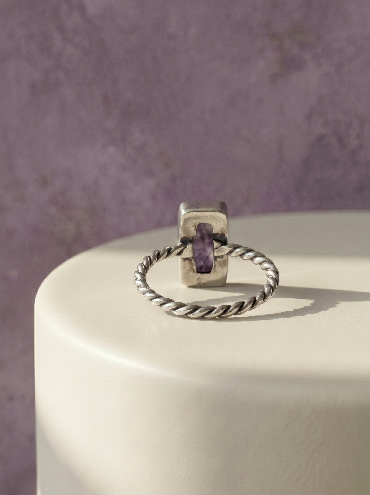 Amethyst Rectangle Cabochon Sterling Silver Ring