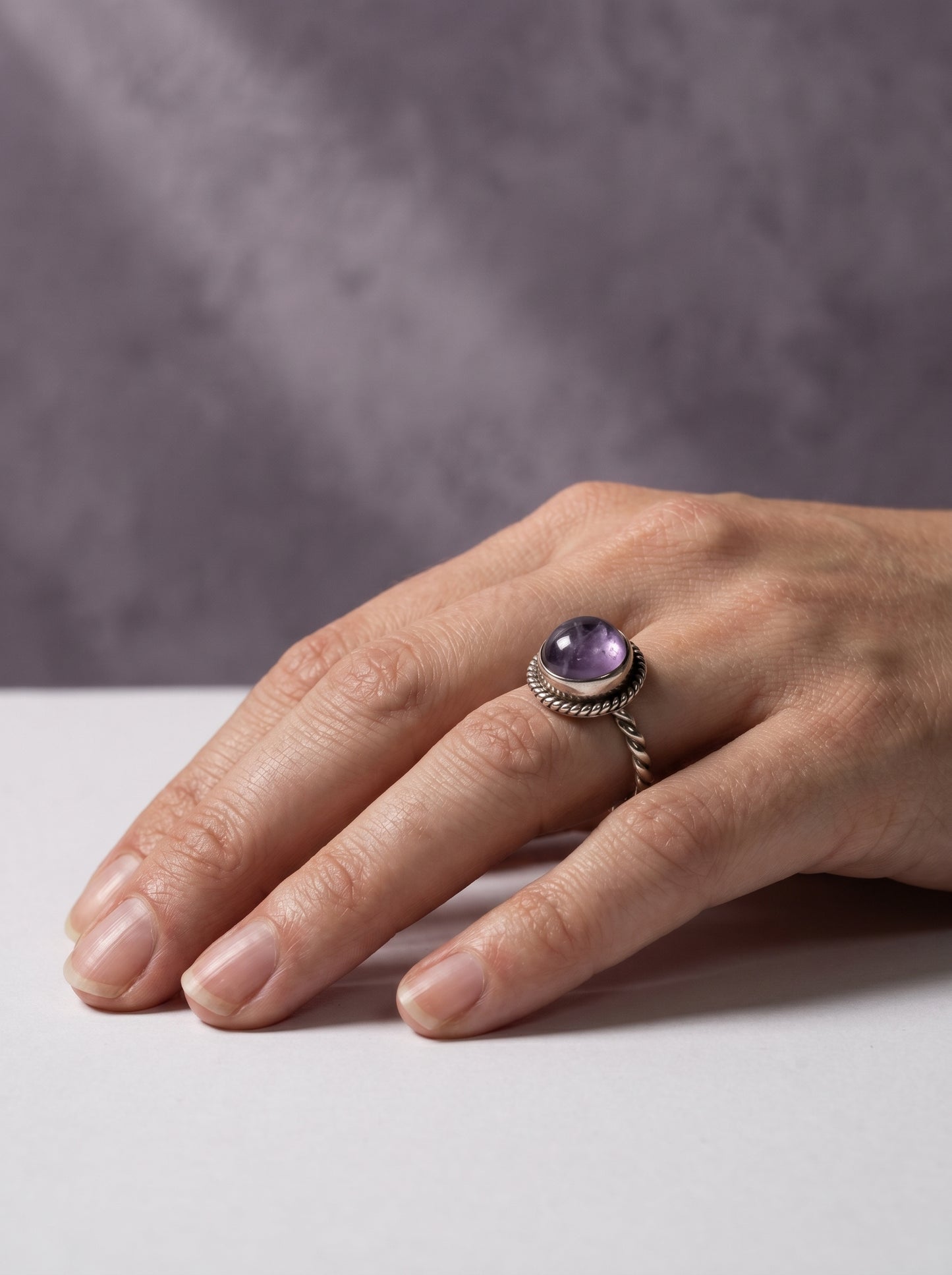 Amethyst Sterling Silver Boho Ring