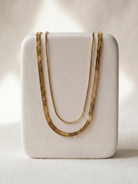 Double Layer Gold Plated Snake Chain Necklace