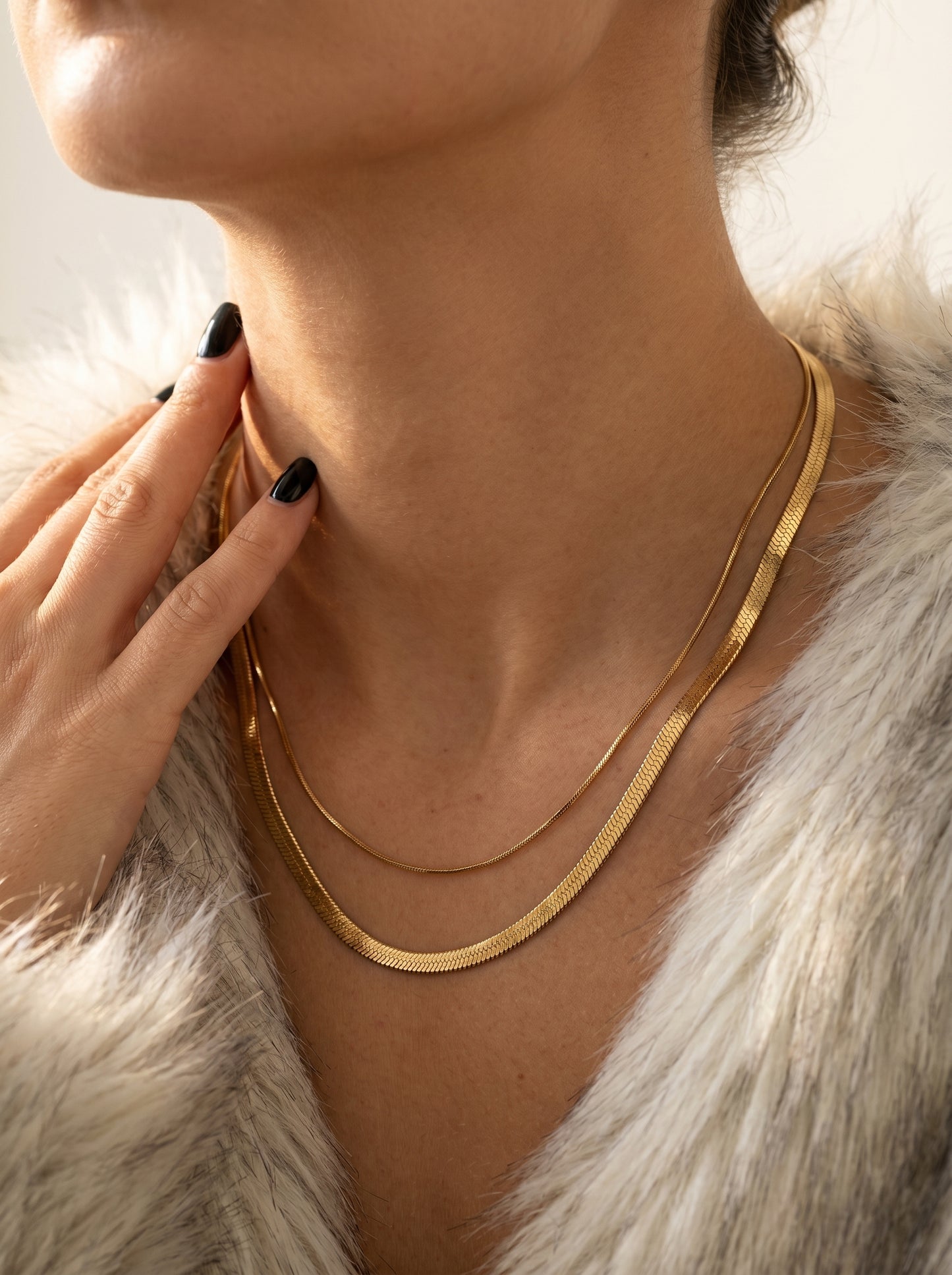 Double Layer Gold Plated Snake Chain Necklace