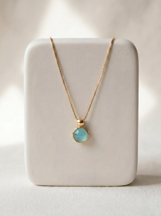 Aqua Agate Pendant Necklace