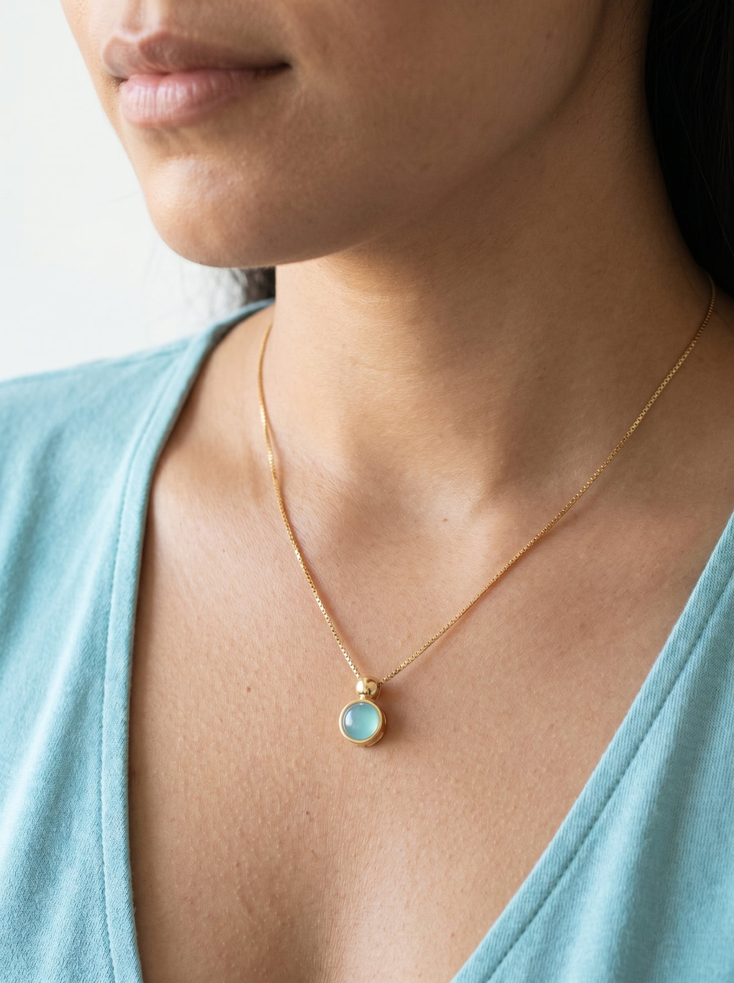 Aqua Agate Pendant Necklace