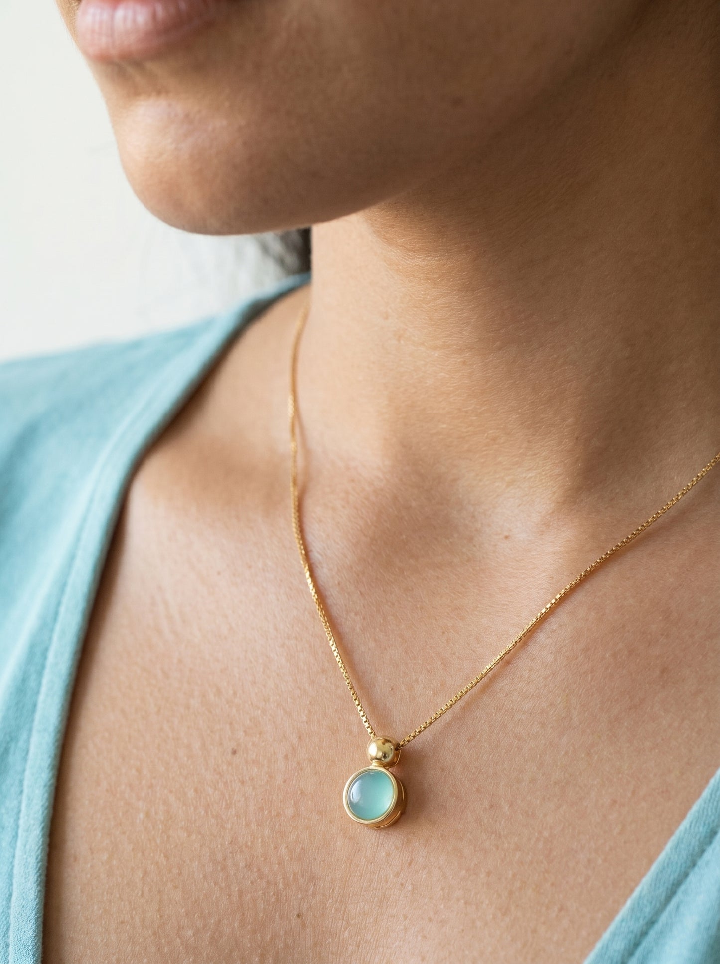 Aqua Agate Pendant Necklace