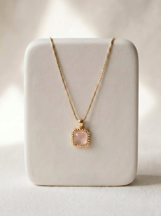 Rose Quartz Necklace and Earring Set