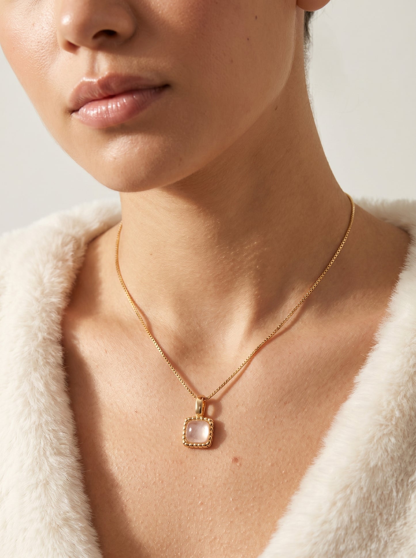 Rose Quartz Necklace and Earring Set