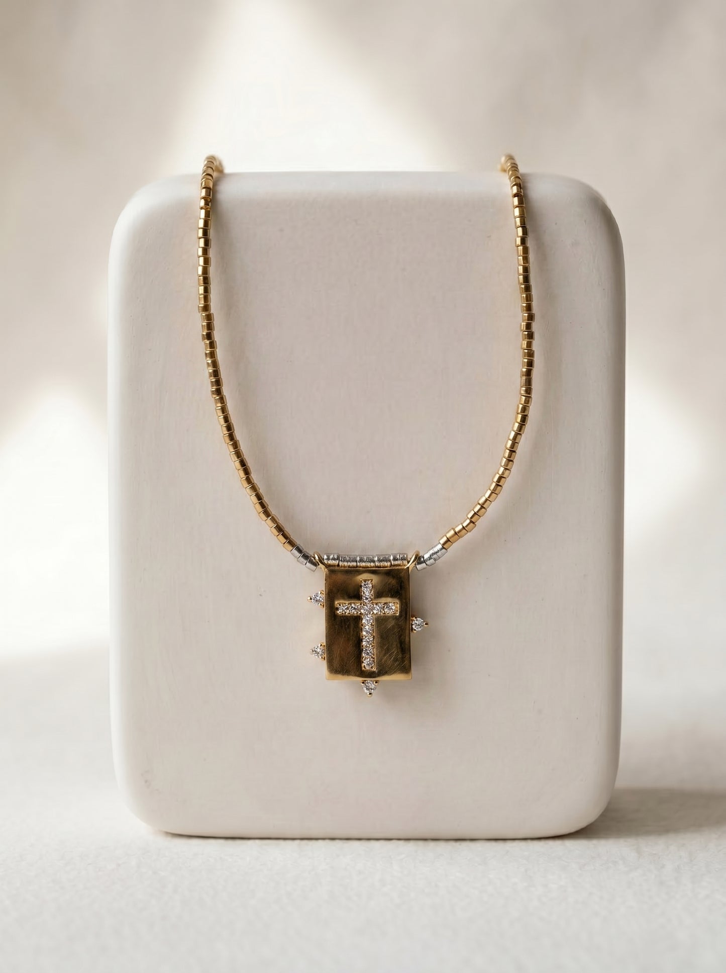 Beaded Cross Pendant Necklace
