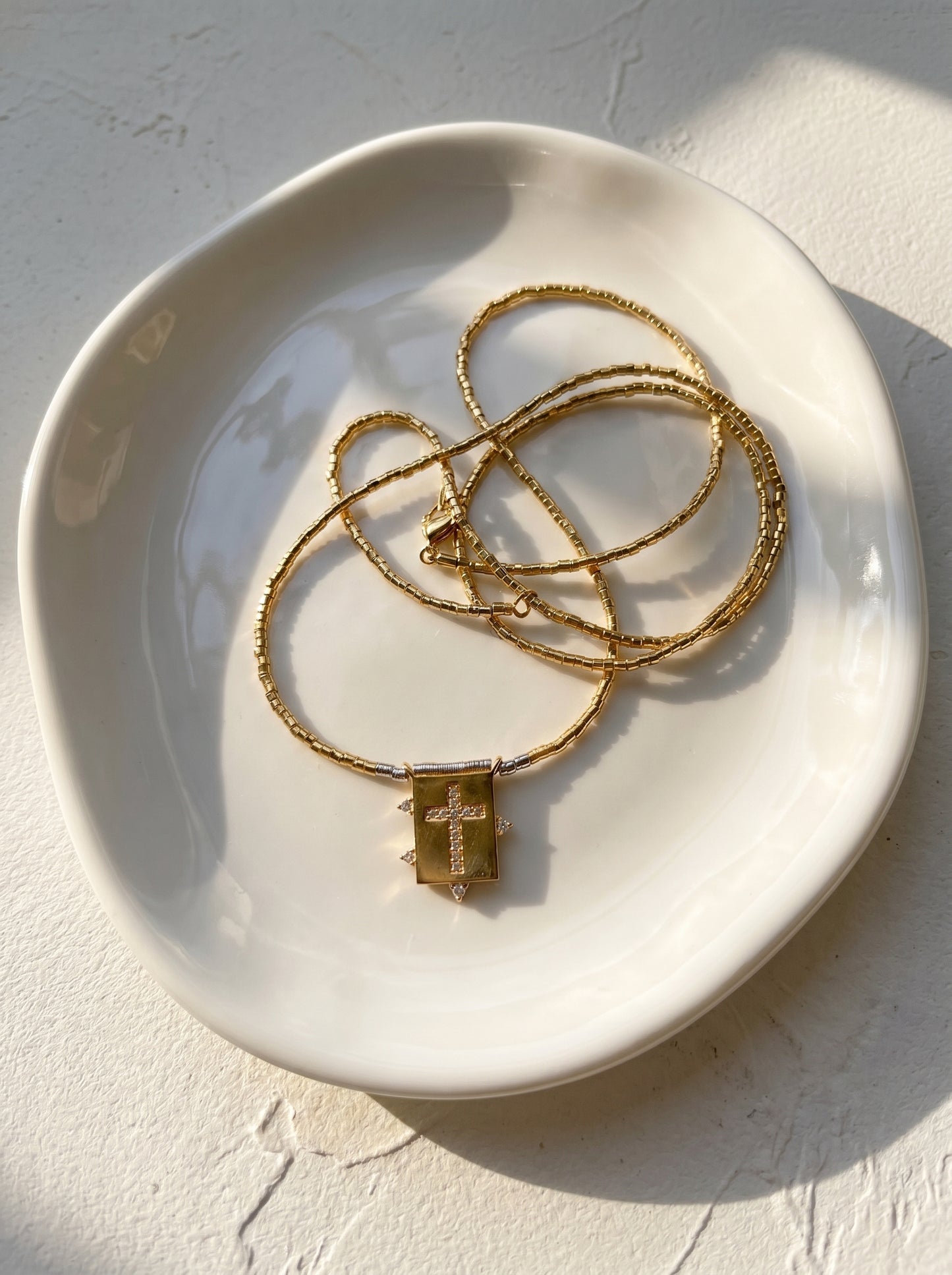 Beaded Cross Pendant Necklace