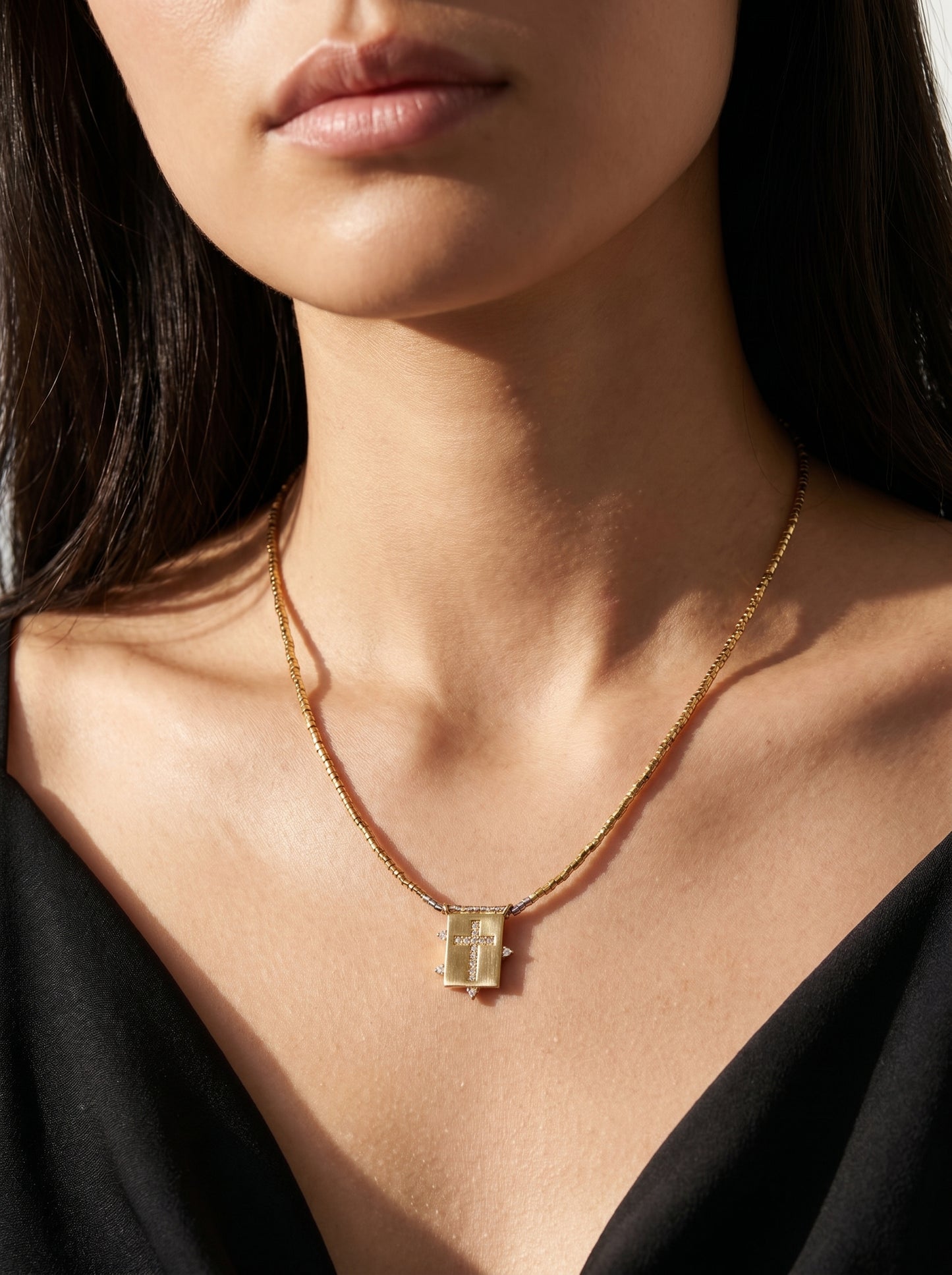 Beaded Cross Pendant Necklace