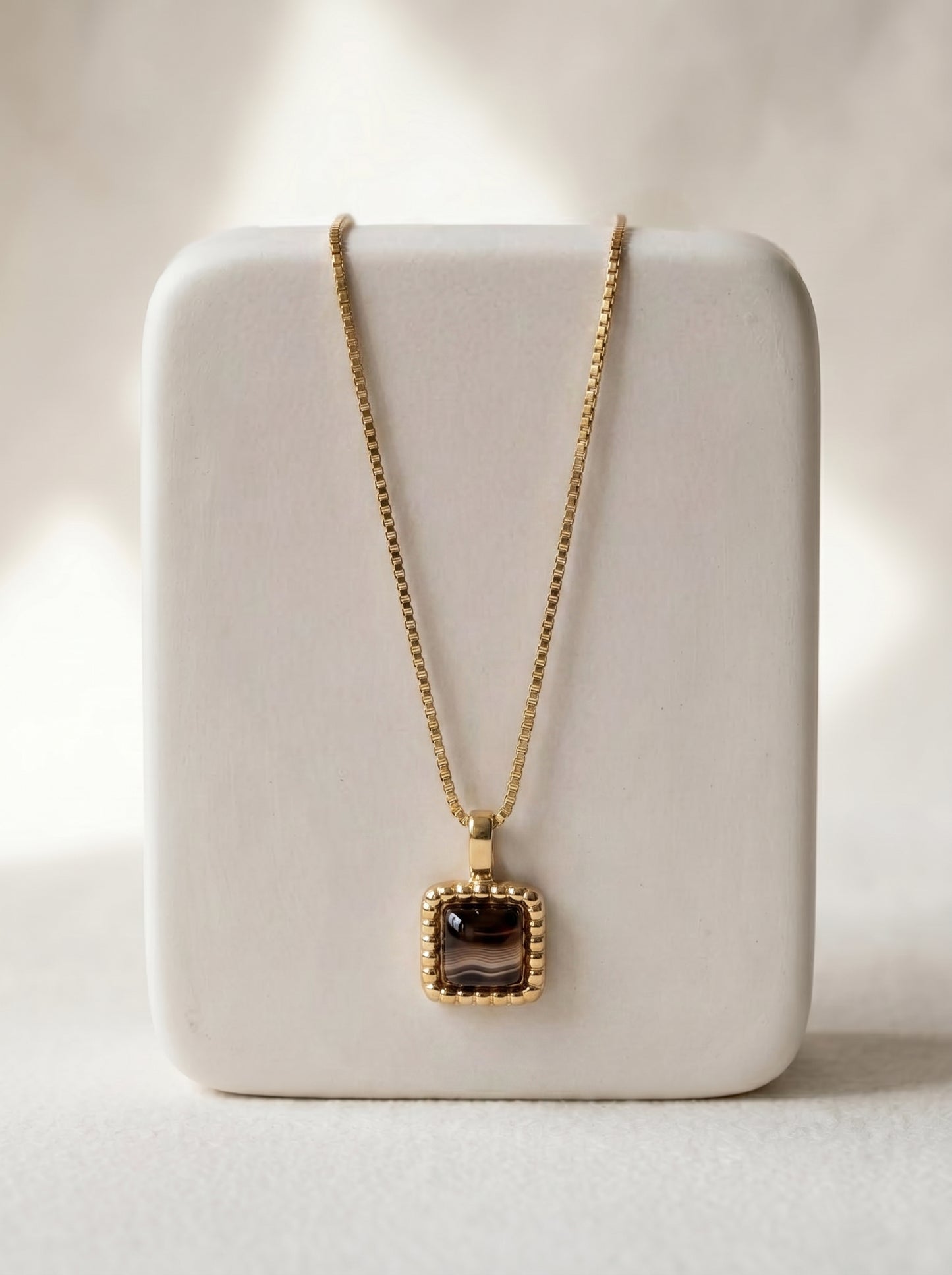 Smoky Quartz Dainty Necklace and Stud Earring Set