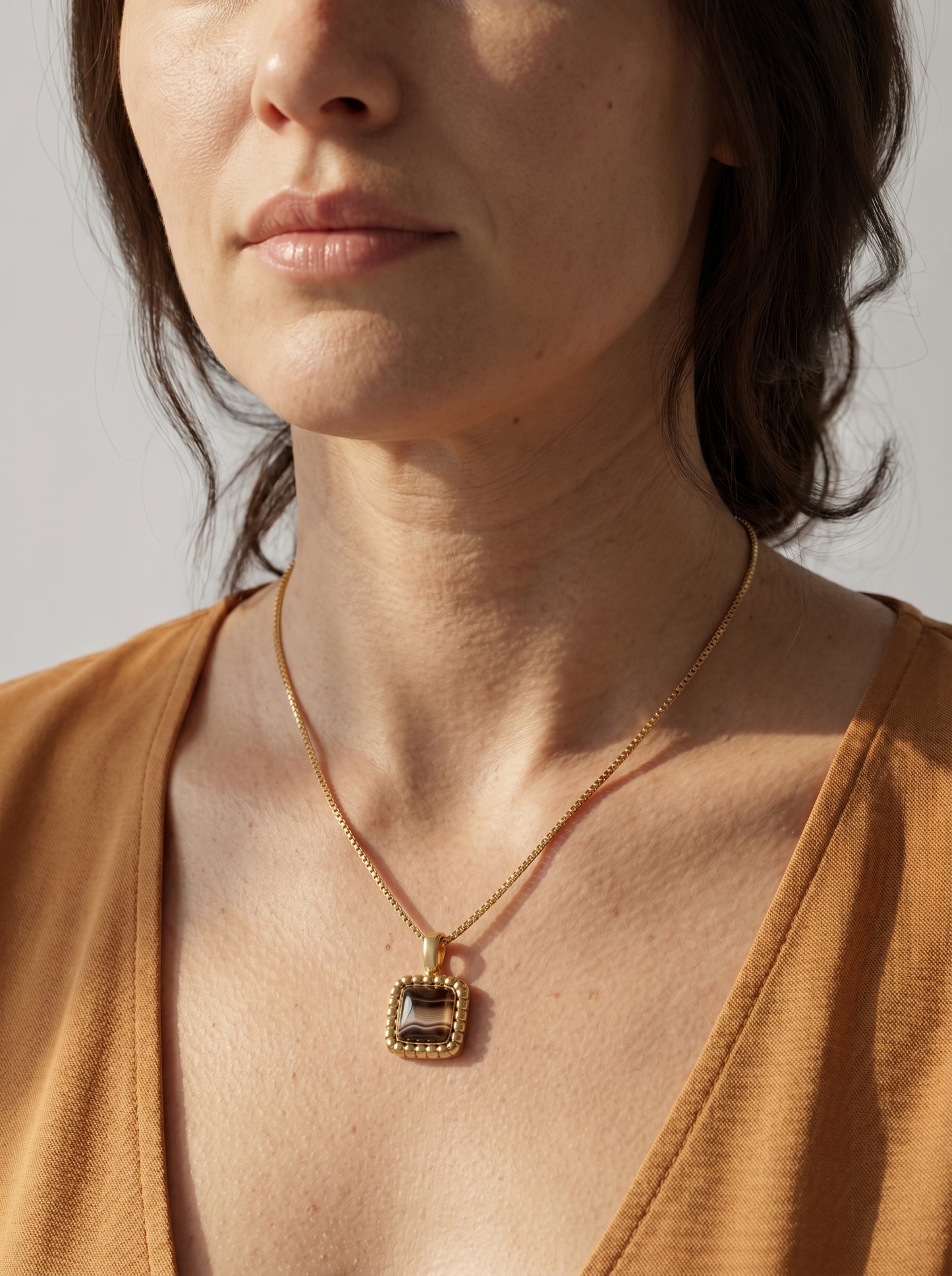 Smoky Quartz Dainty Necklace and Stud Earring Set