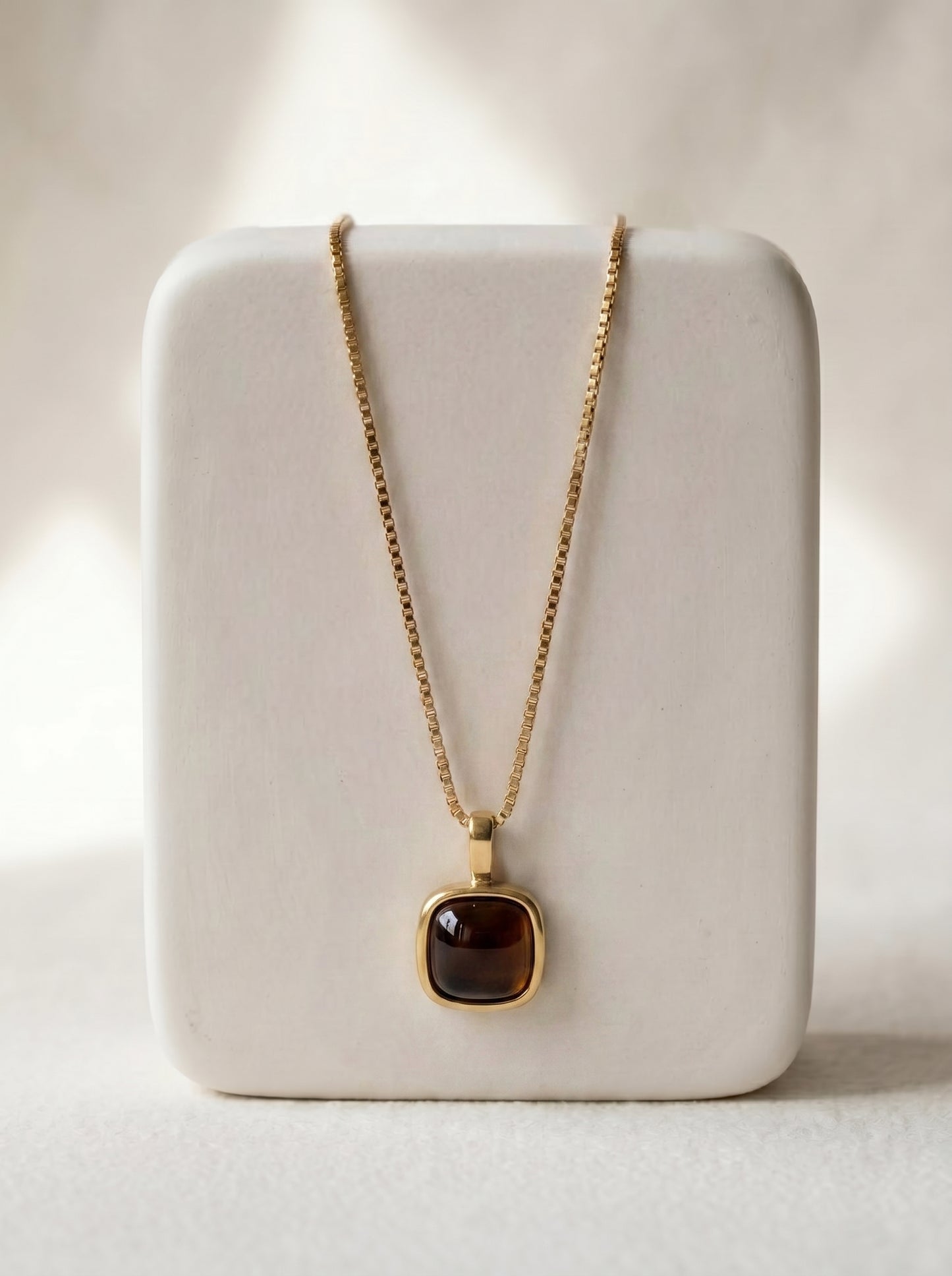 TIger's Eye Square Necklace and Earrings Set