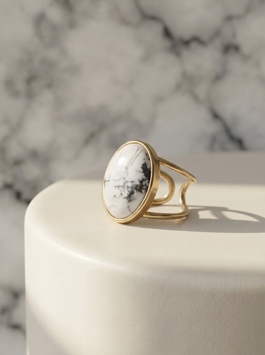 White Howlite Cuff Ring