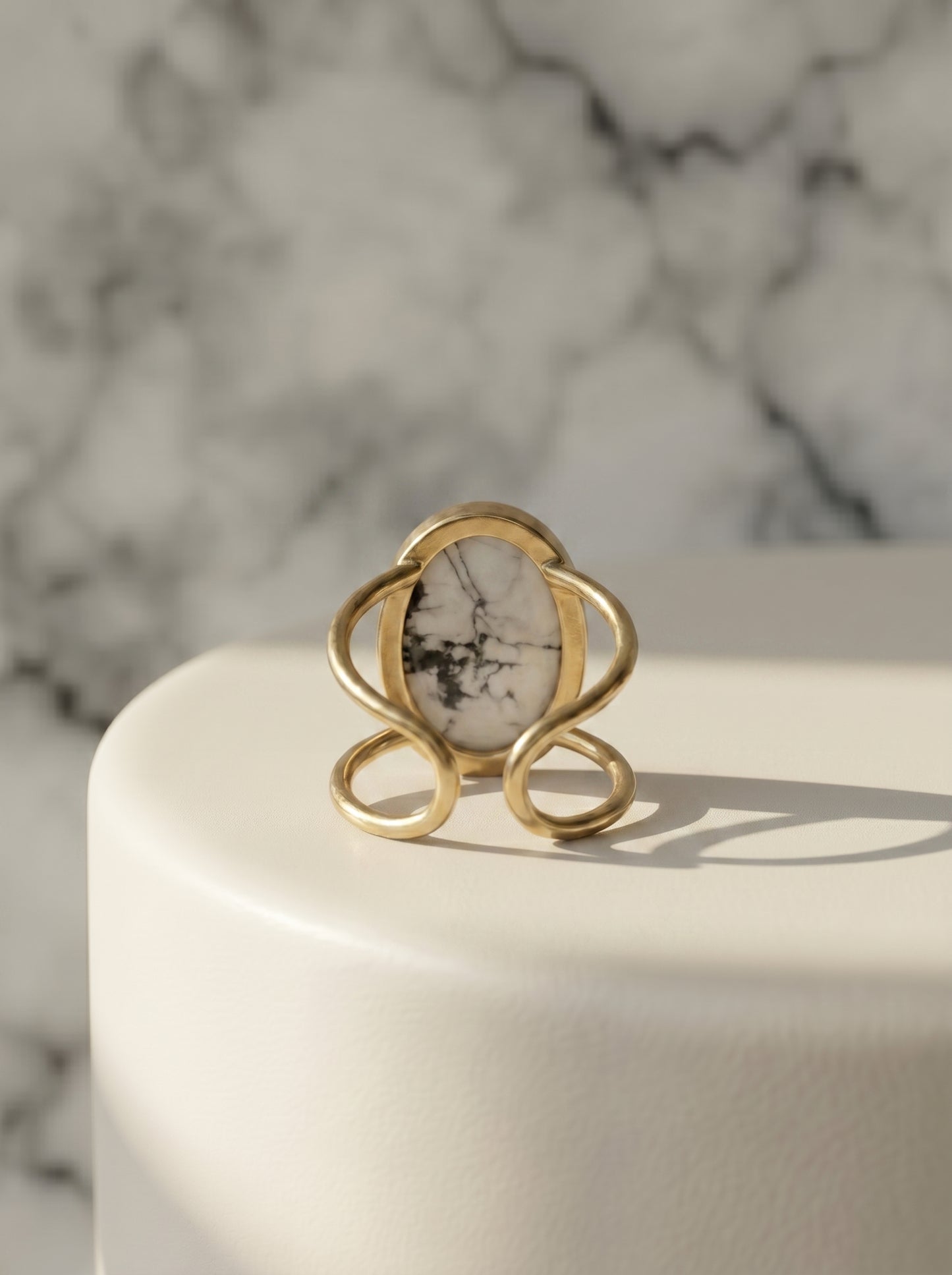 White Howlite Cuff Ring
