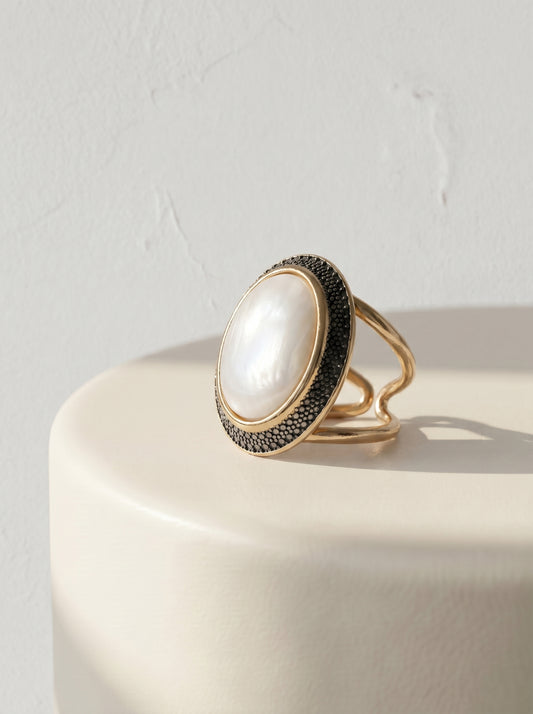 Mother-of-Pearl Cuff Statement Ring