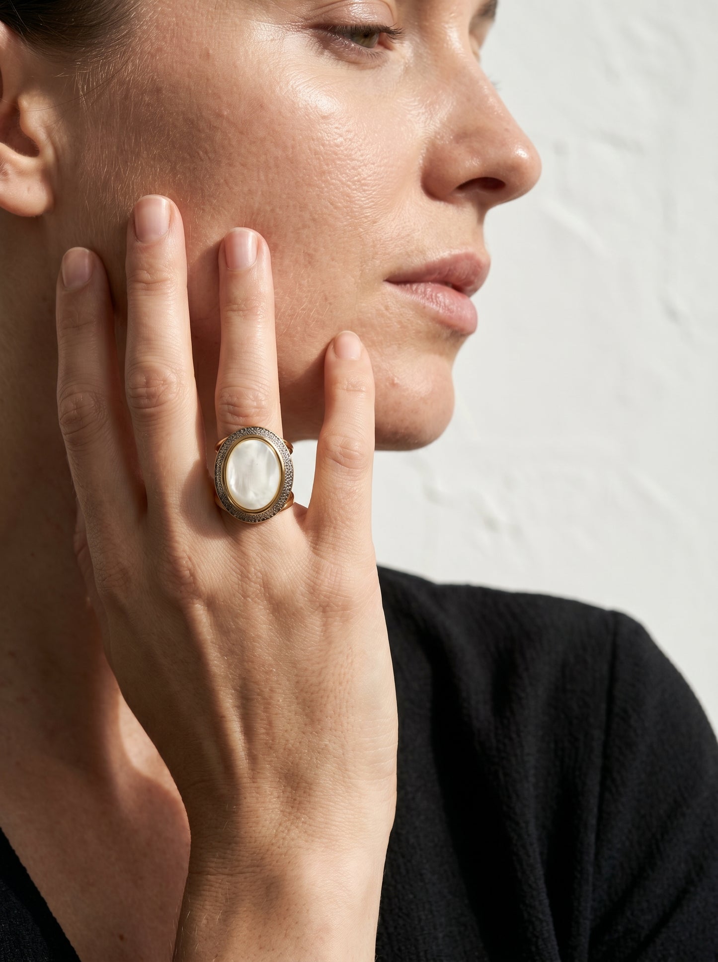 Mother-of-Pearl Cuff Statement Ring