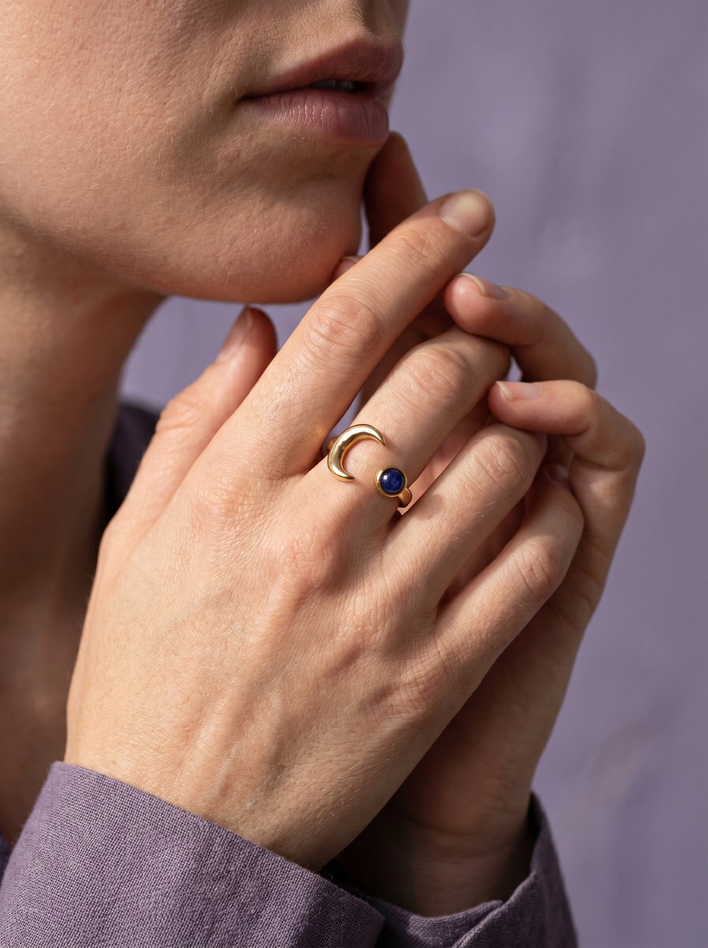 Moon and Sodalite Stone Ring