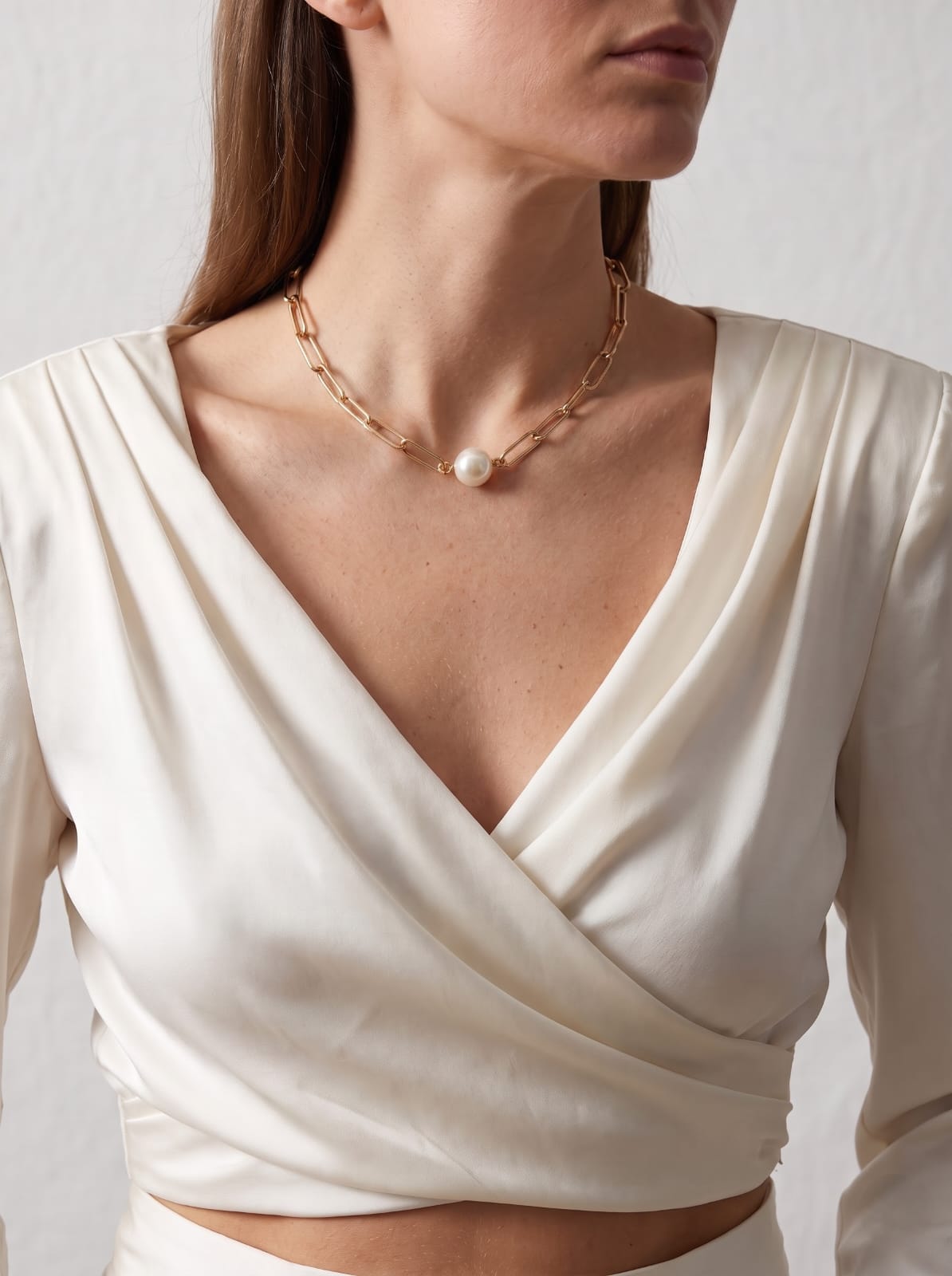 Pearl Paperclip Chain Necklace
