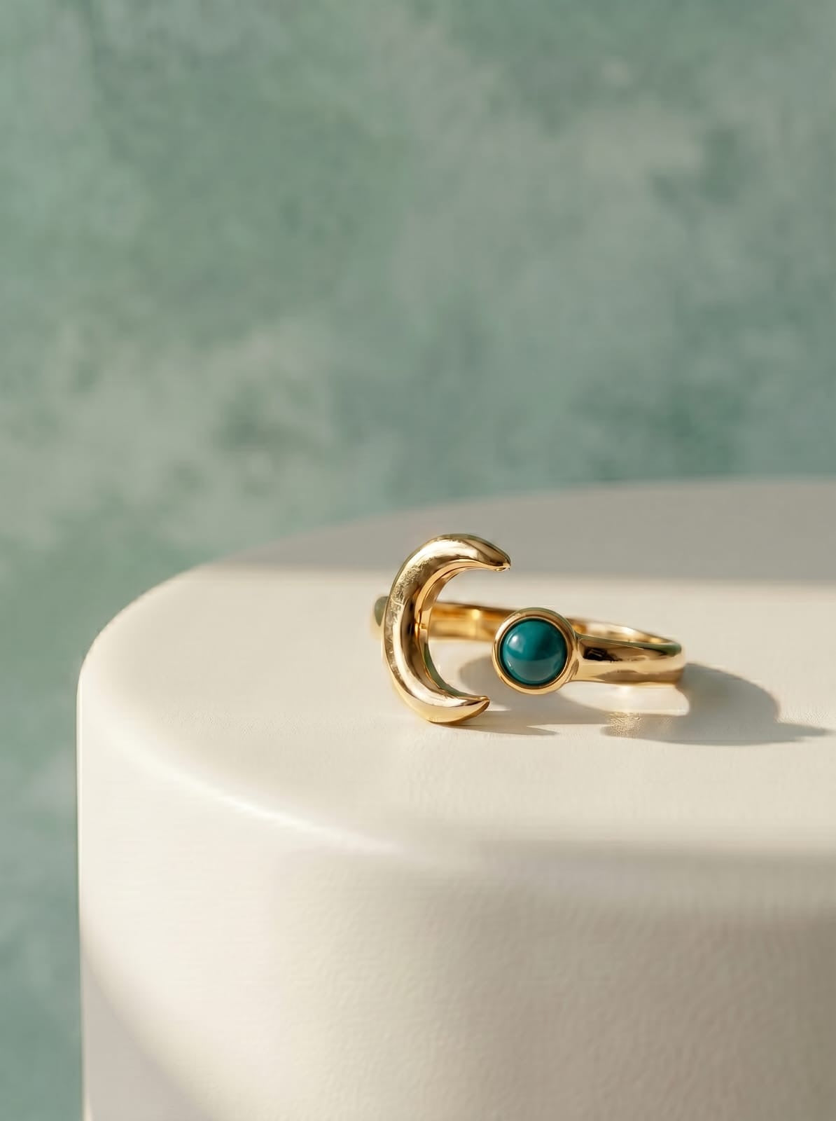 Moon and Agate Stone Ring