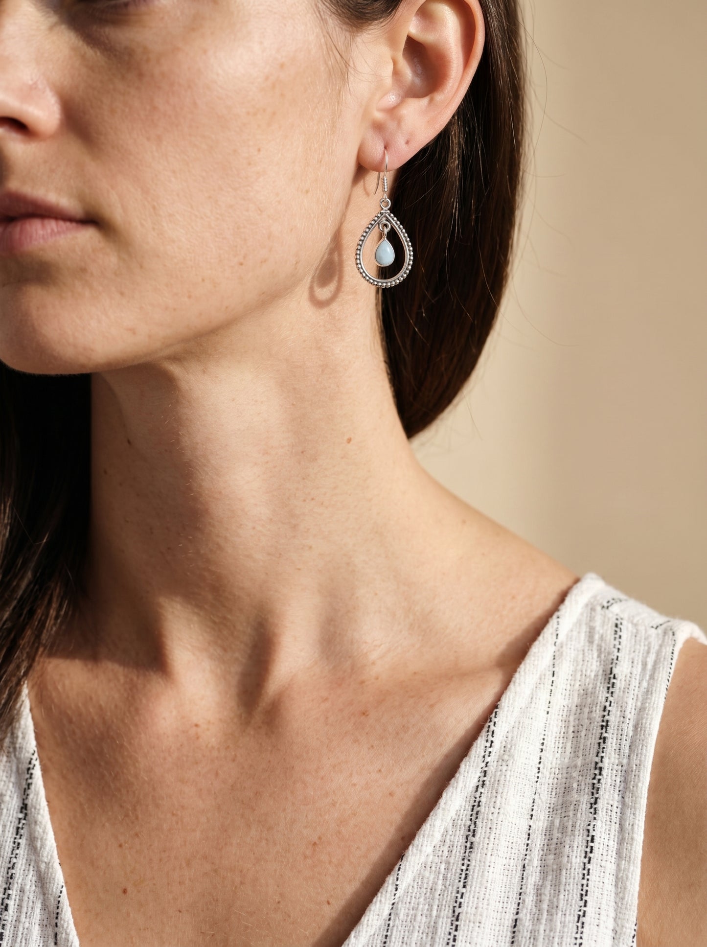 Larimar Sterling Silver Dangle Earring