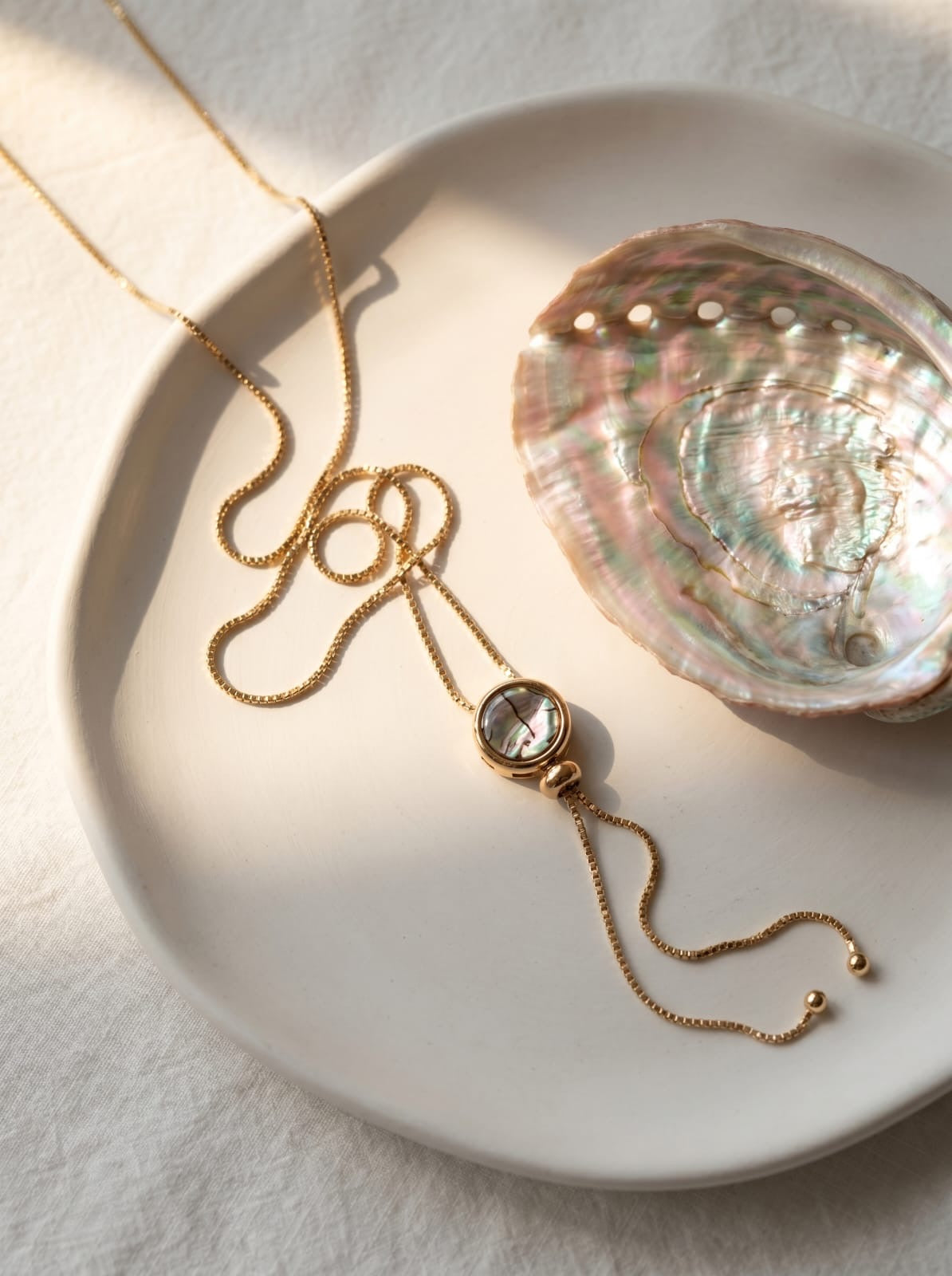 Abalone Lariat  Reversible Necklace