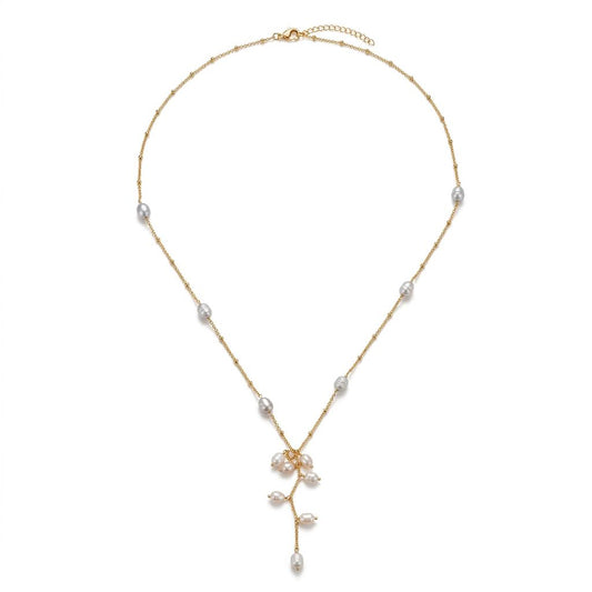Long Pearl Lariat Necklace