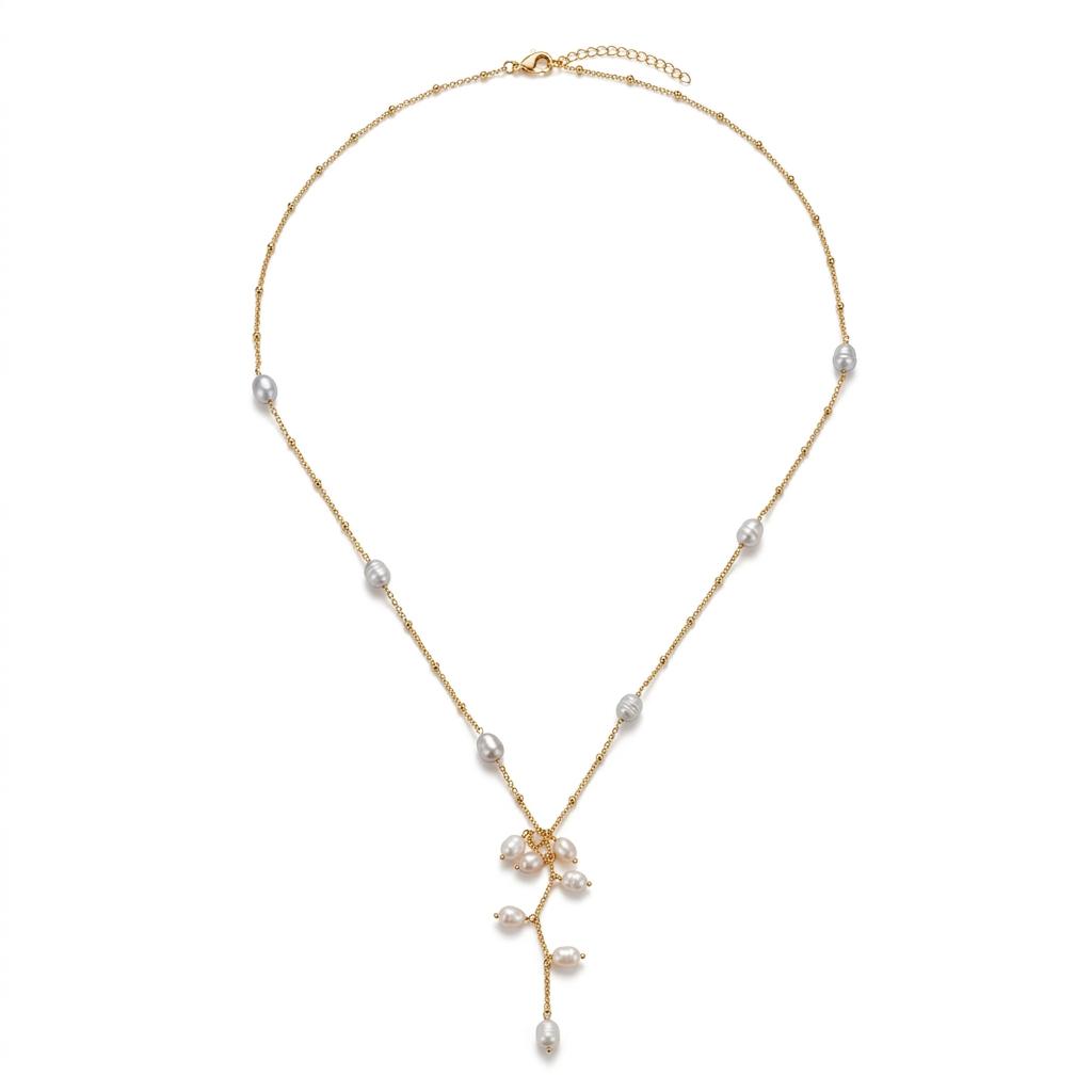 Long Pearl Lariat Necklace