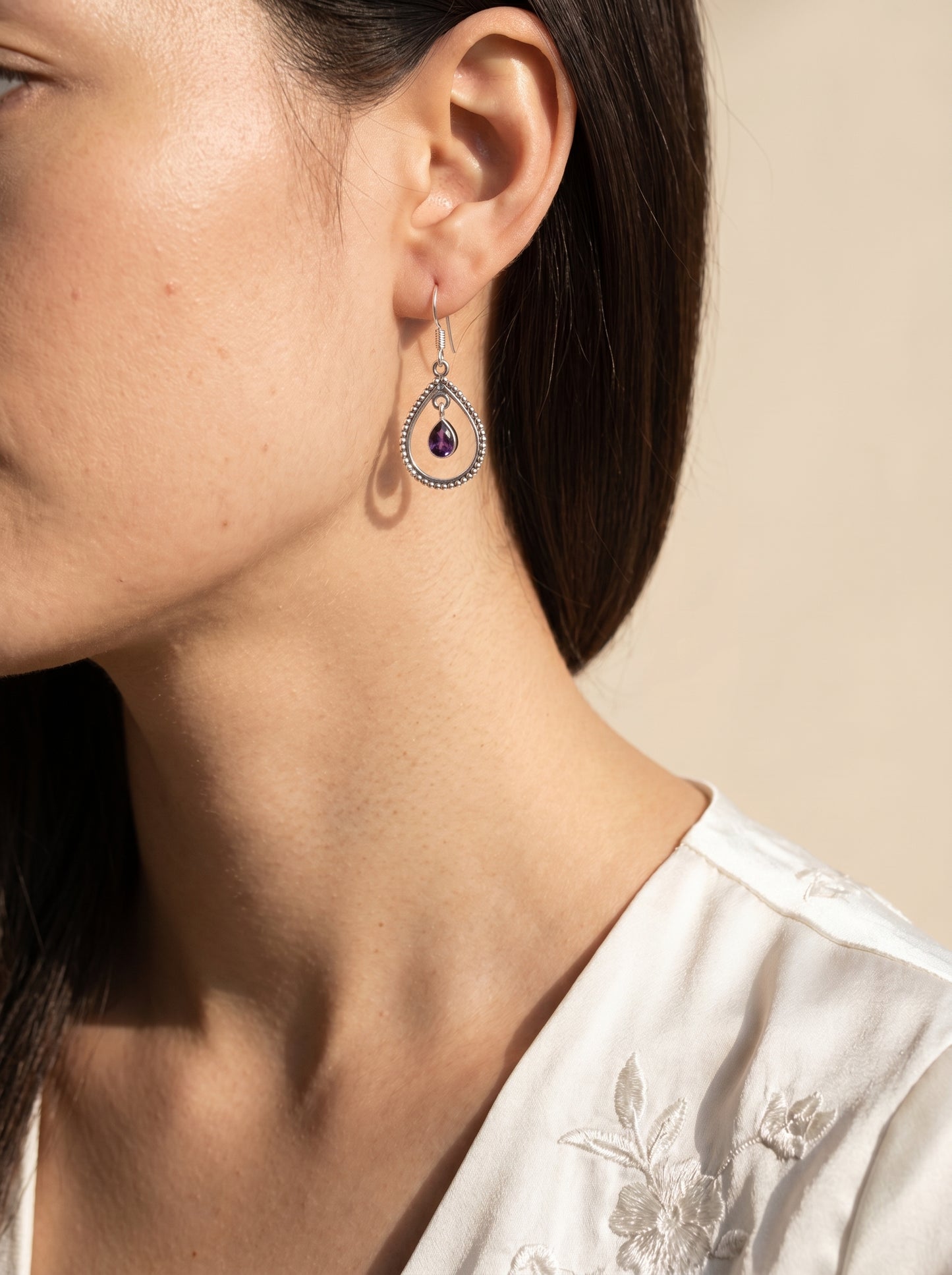 Amethyst Sterling Silver Dangle Earring
