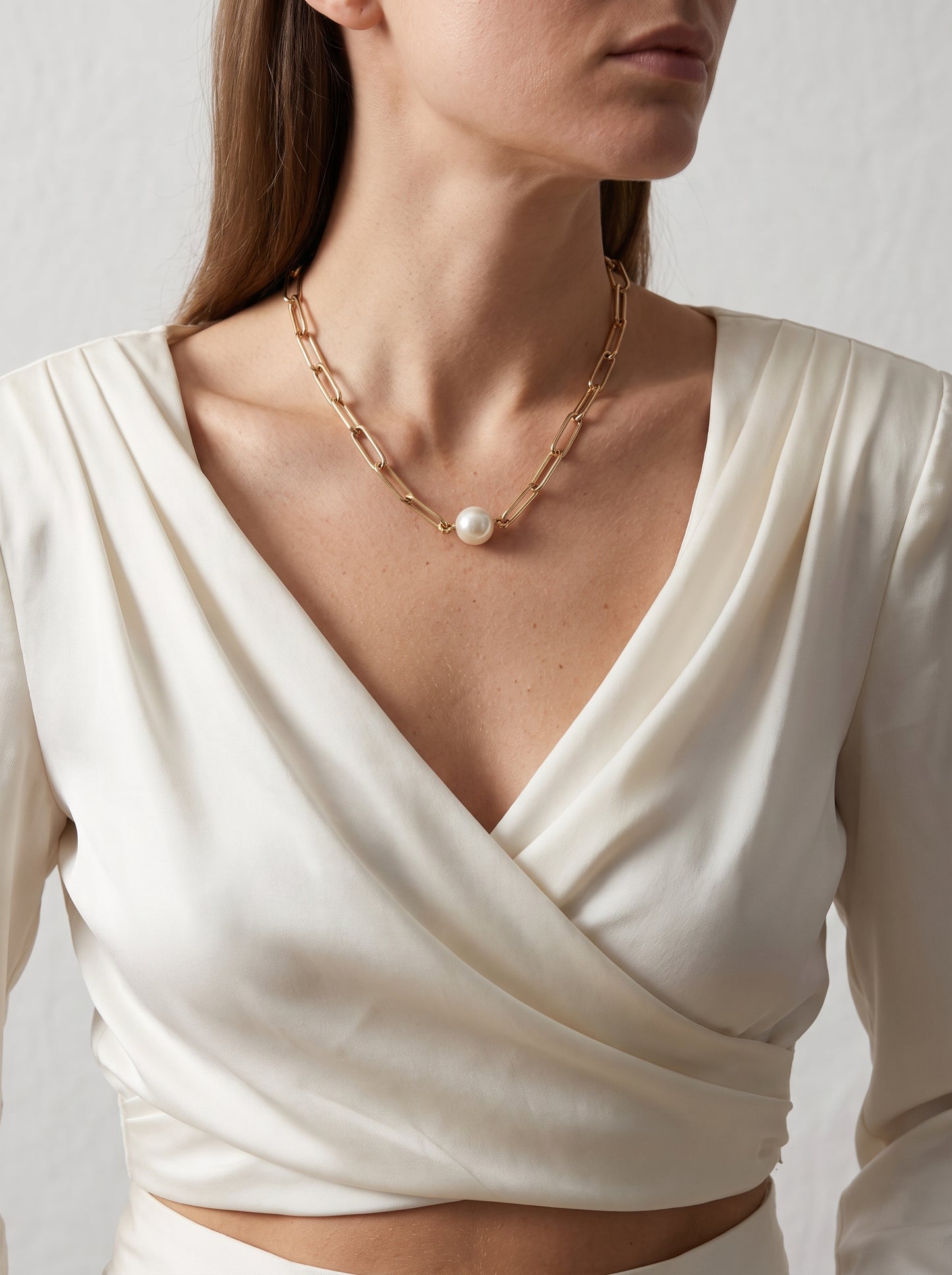 Pearl Paperclip Chain Necklace