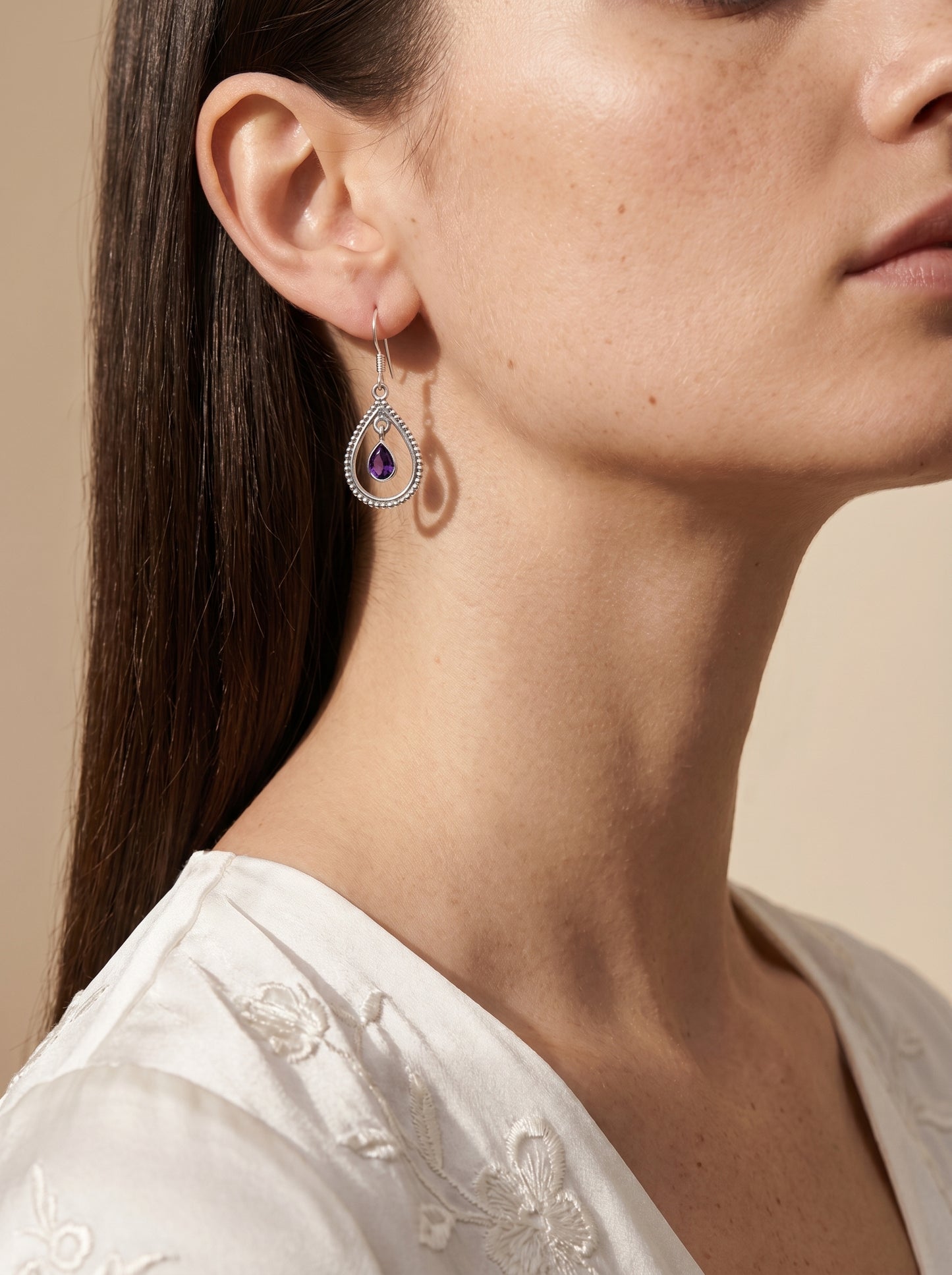 Amethyst Sterling Silver Dangle Earring