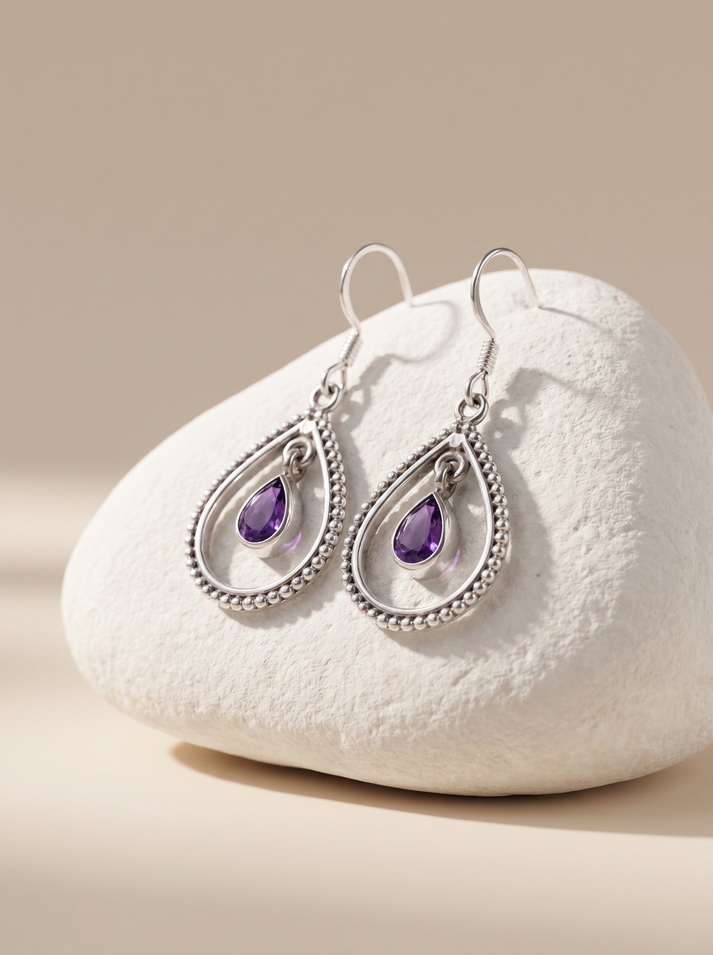 Amethyst Sterling Silver Dangle Earring