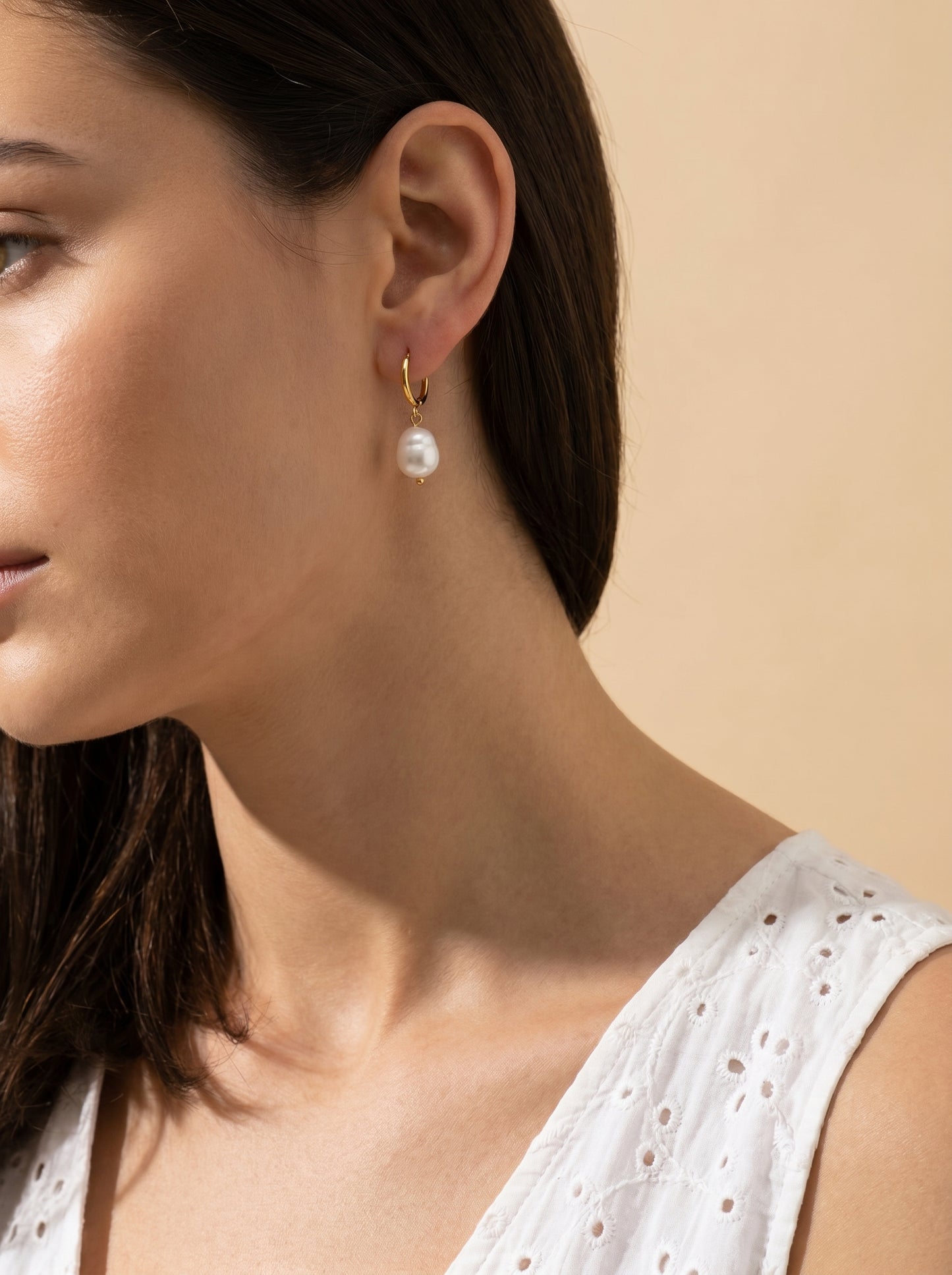Pearl Little Hoop Earring