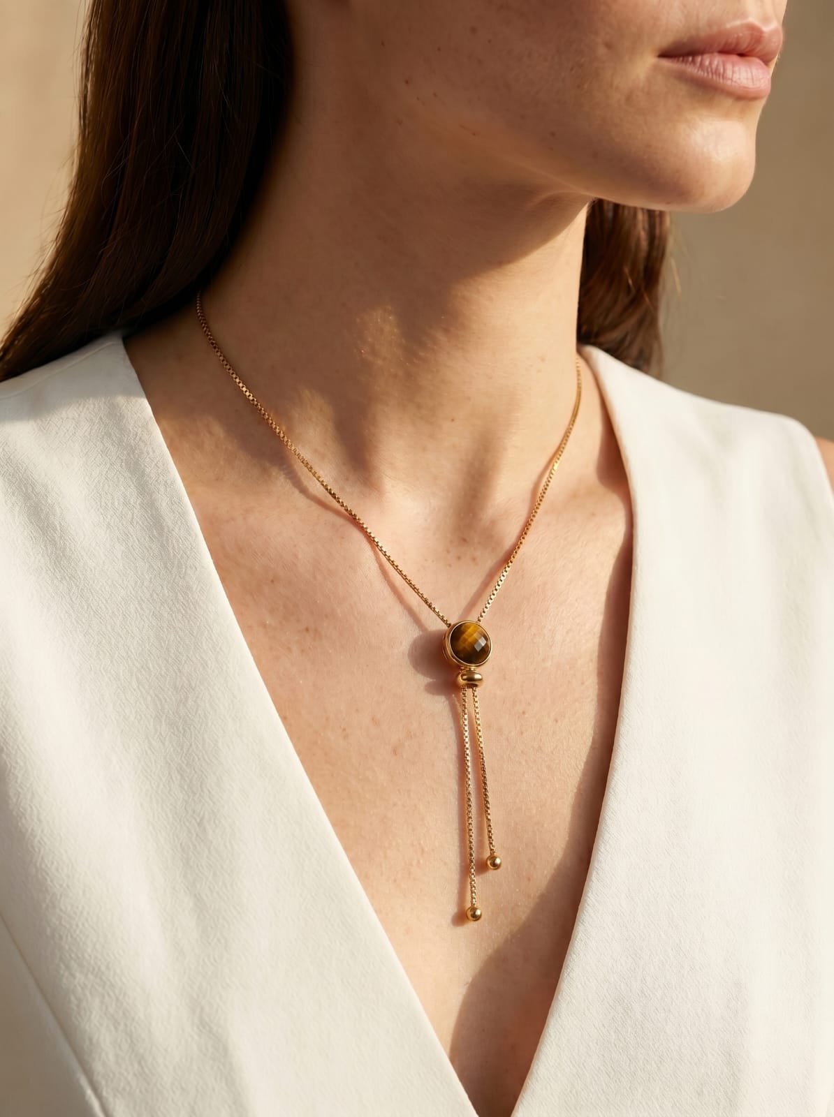 Tiger's Eye Lariat Reversible Necklace