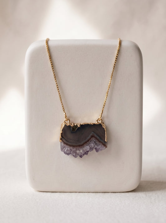 StoneCraft Jewellery natural amethyst geode necklace,