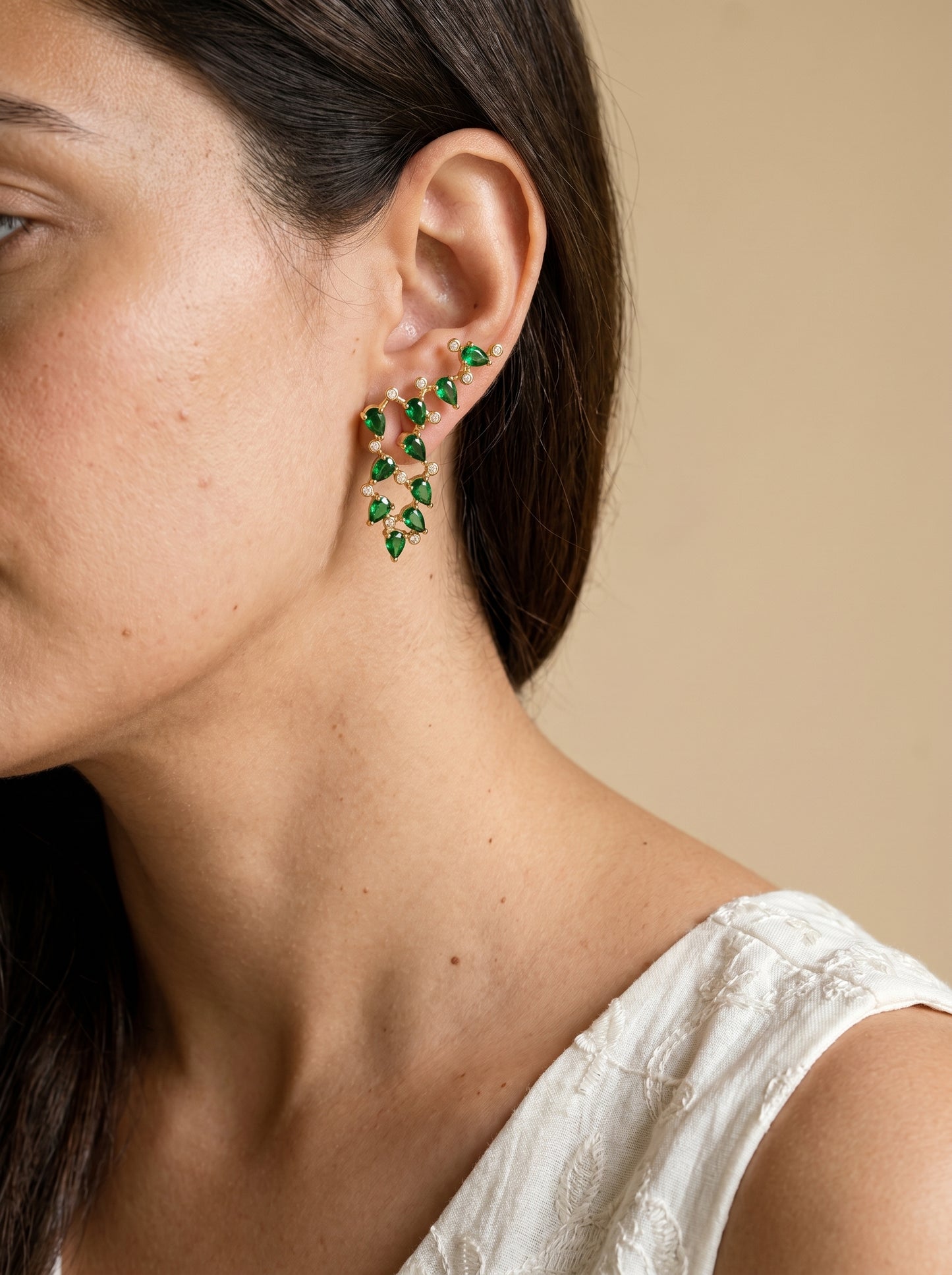 Green Tree Branch Stud Earrings