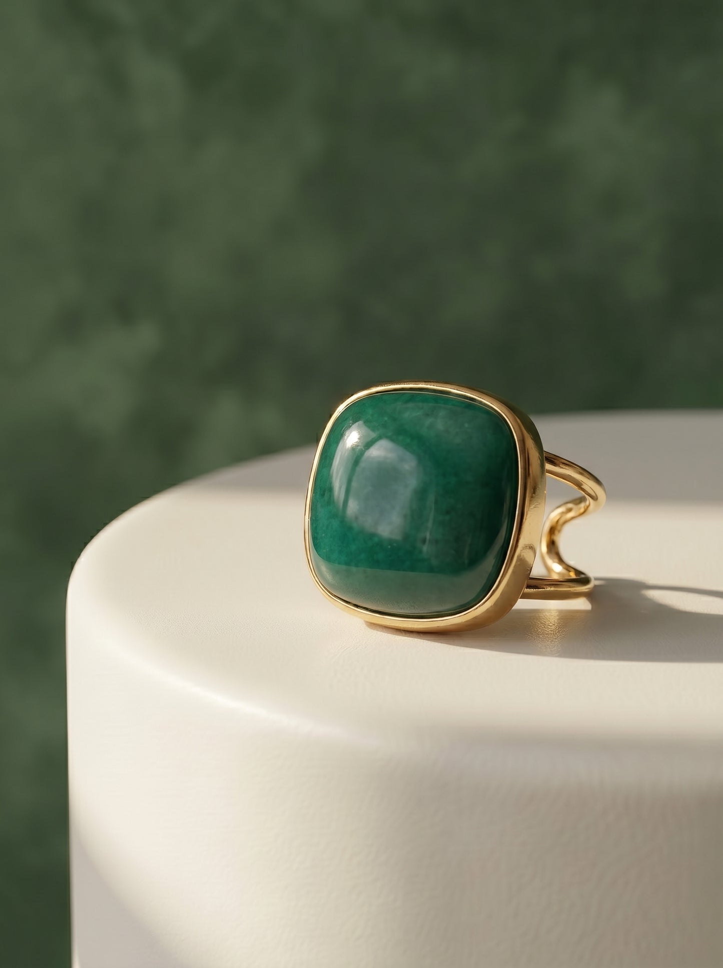  Green Quartz Cushion Cut Cuff Statement 