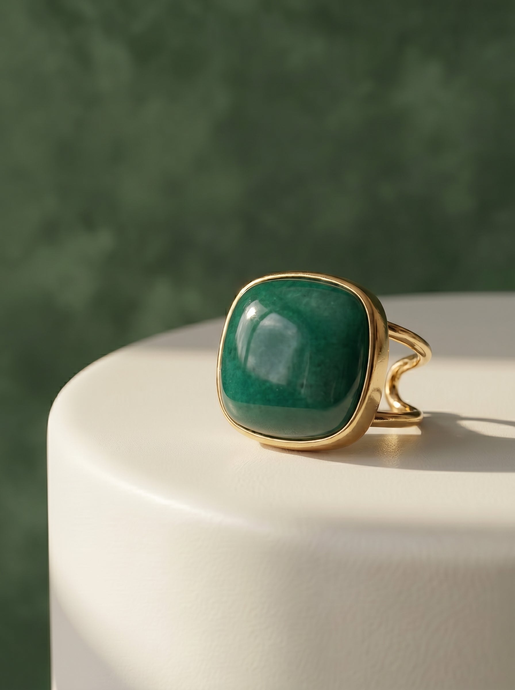  Green Quartz Cushion Cut Cuff Statement 