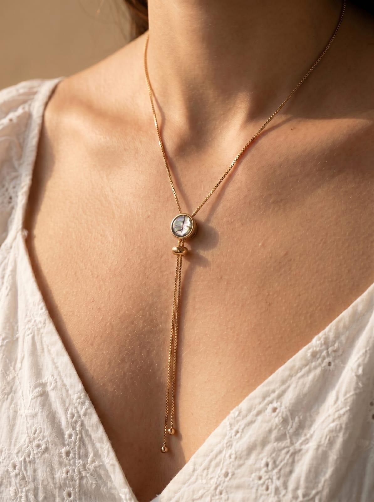 Abalone Lariat  Reversible Necklace