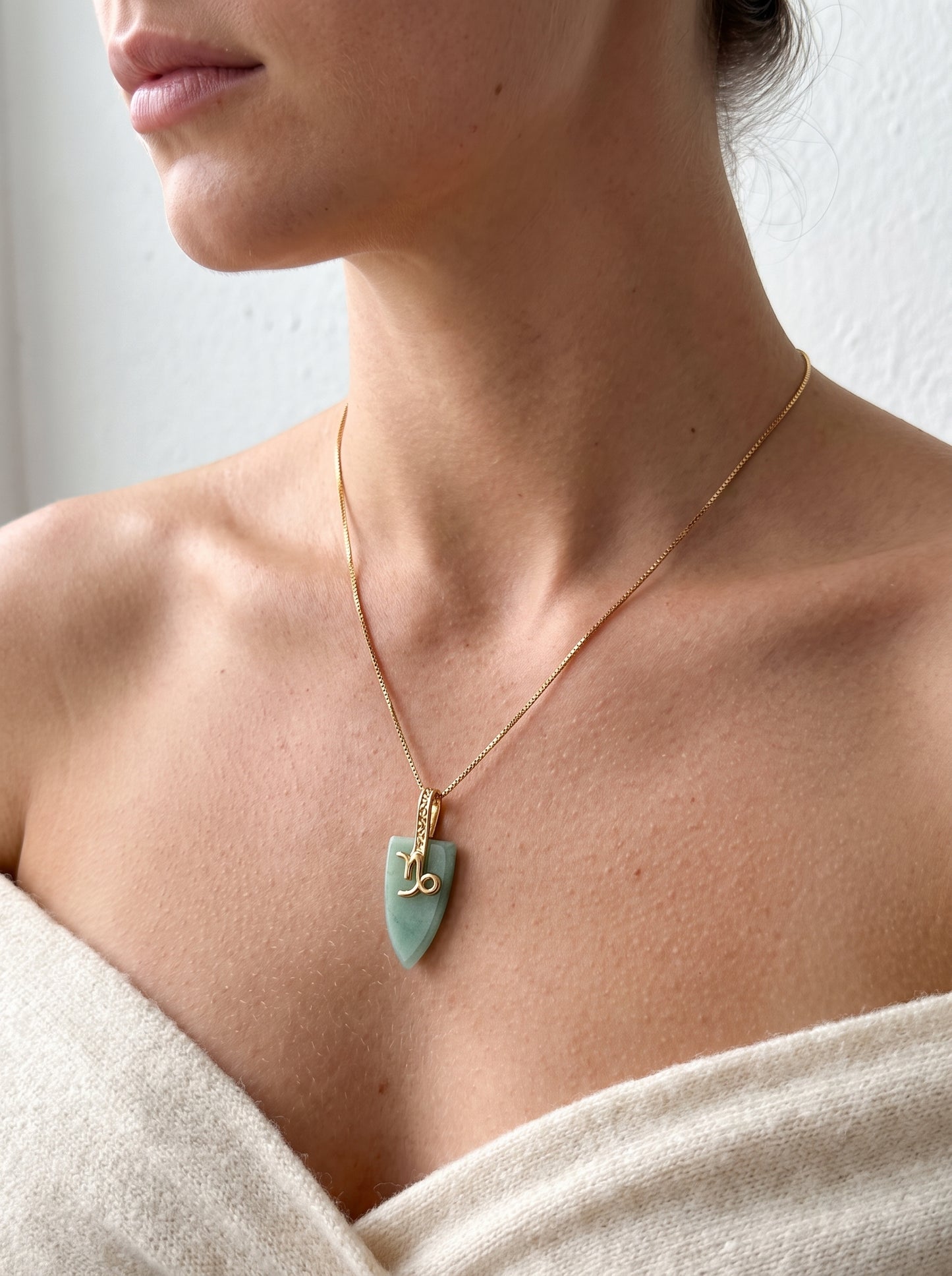Capricorn Agate Pendant Necklace - Gold Plated
