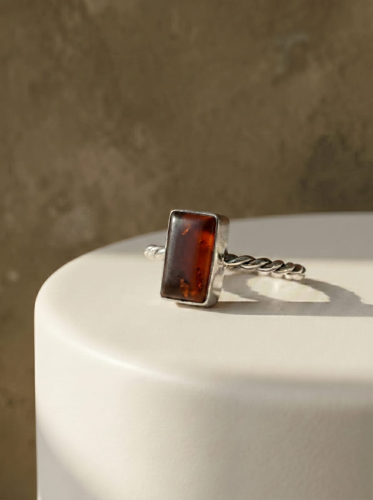 Garnet Rectangle Cabochon Sterling Silver Ring