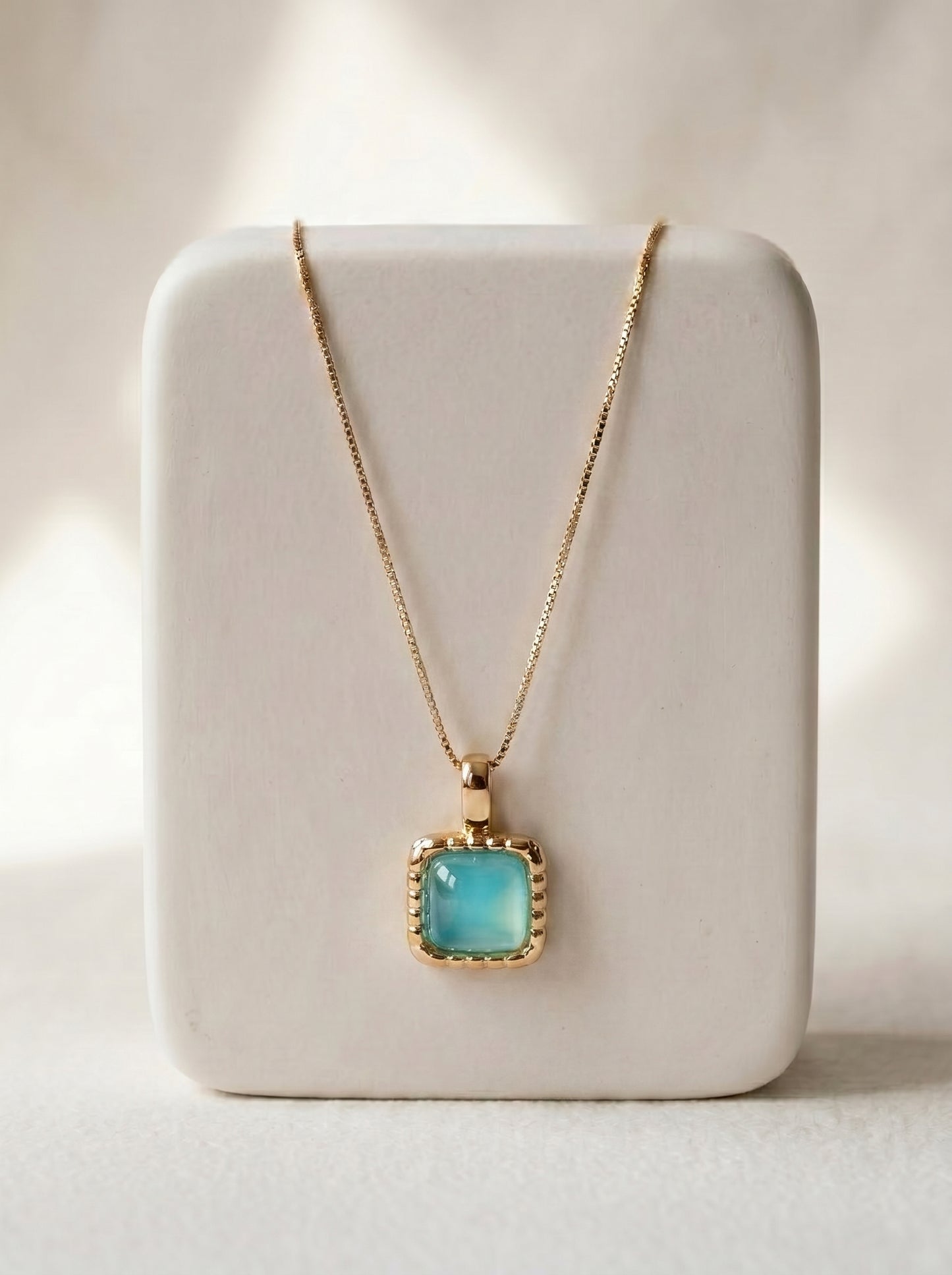 Aqua Agate Necklace and Stud Earring Set