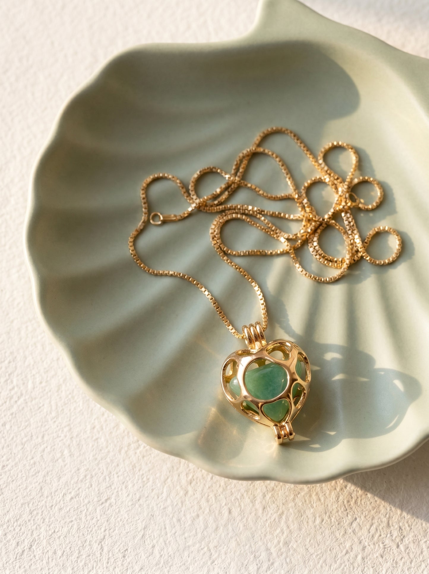 Gold Heart Locket Necklace - Changeable Gemstone Set