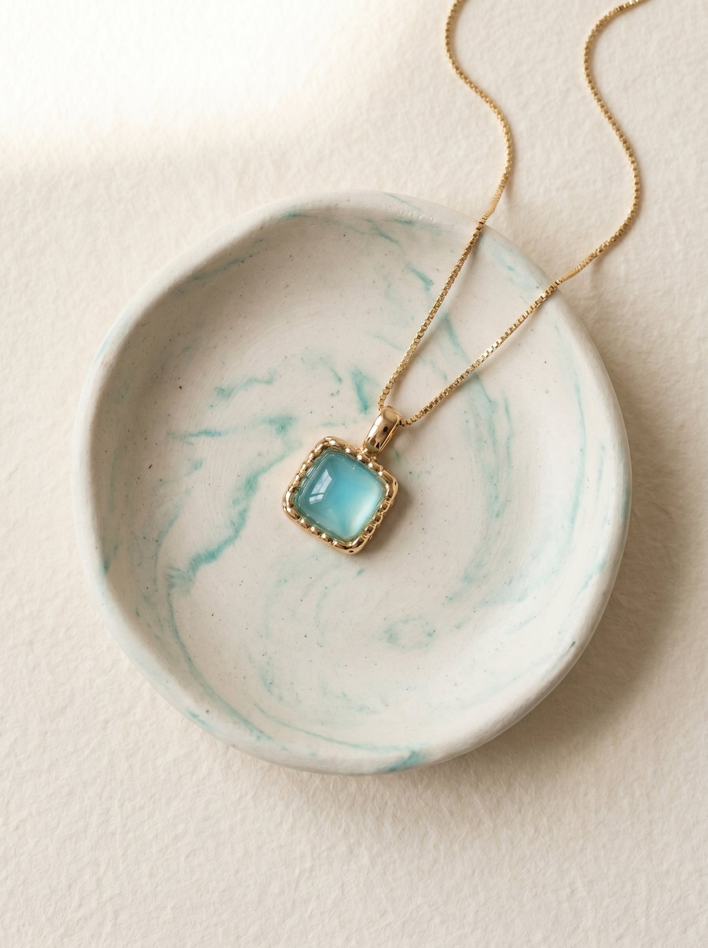 Aqua Agate Necklace and Stud Earring Set