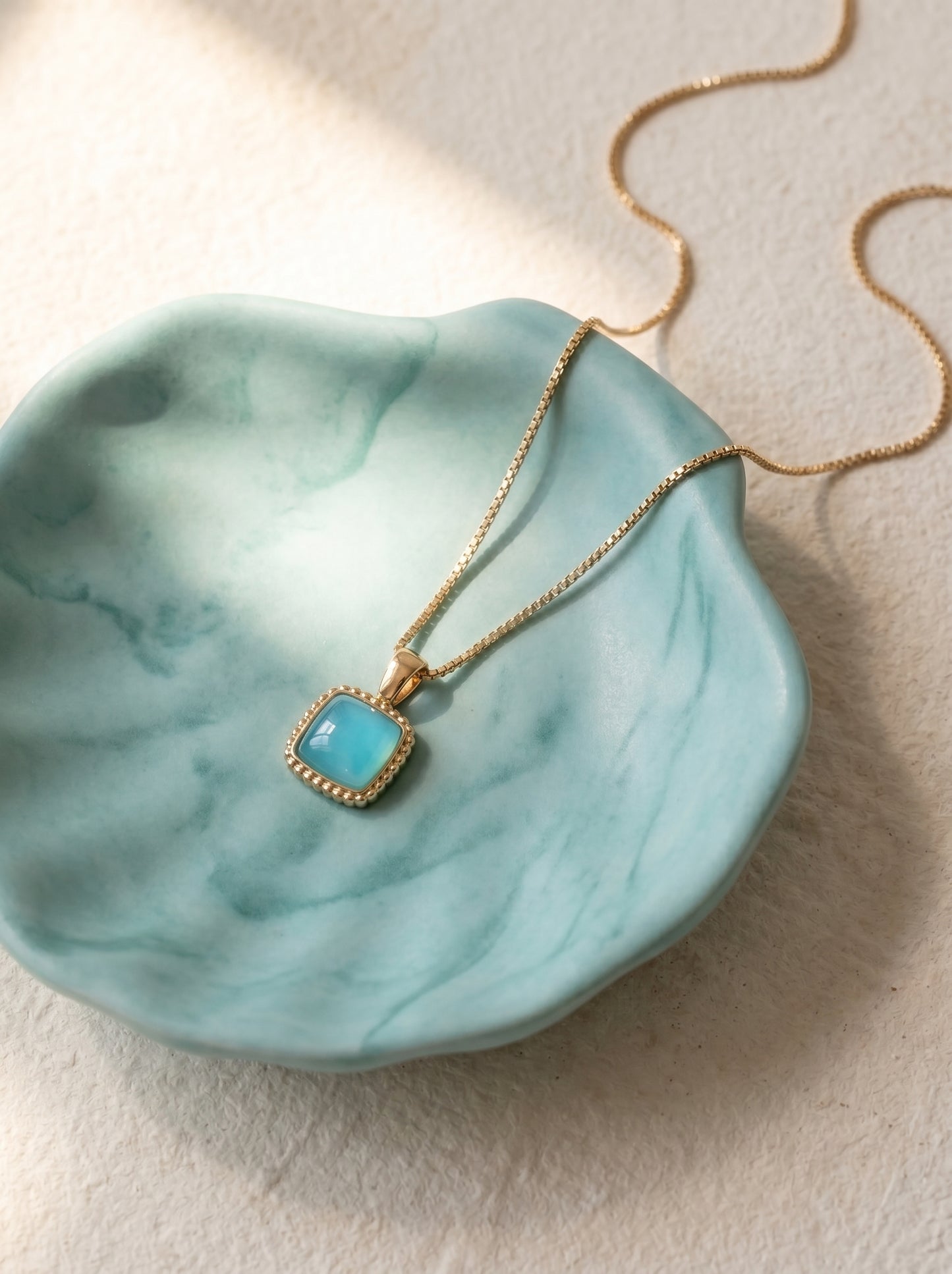 Aqua Agate Necklace and Stud Earring Set