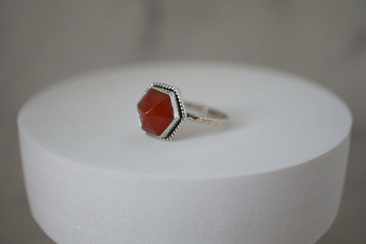 Red Onyx Hexagon Sterling Silver Ring