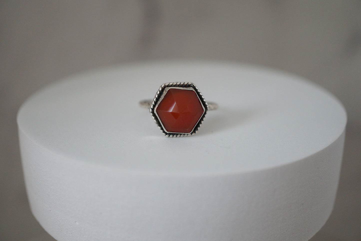 Red Onyx Hexagon Sterling Silver Ring
