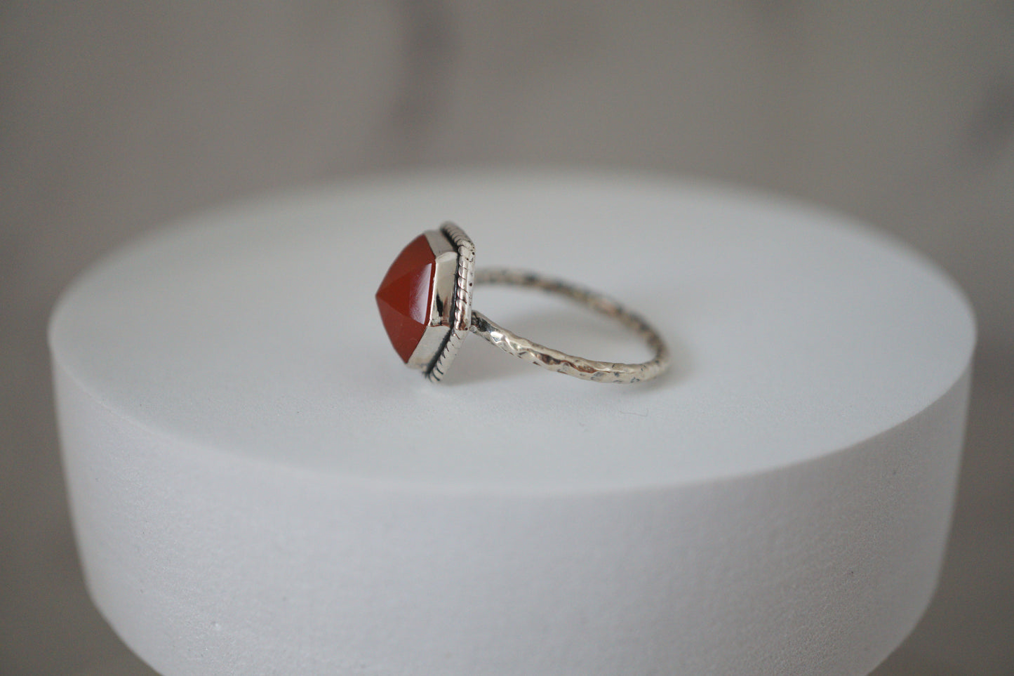 Red Onyx Hexagon Sterling Silver Ring