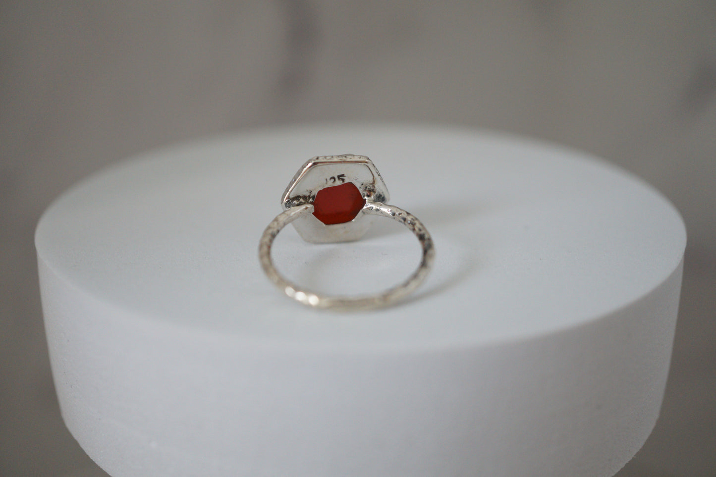 Red Onyx Hexagon Sterling Silver Ring