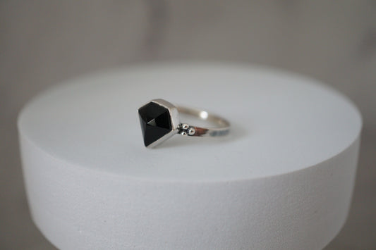 Black Onyx Ornate Silver Ring